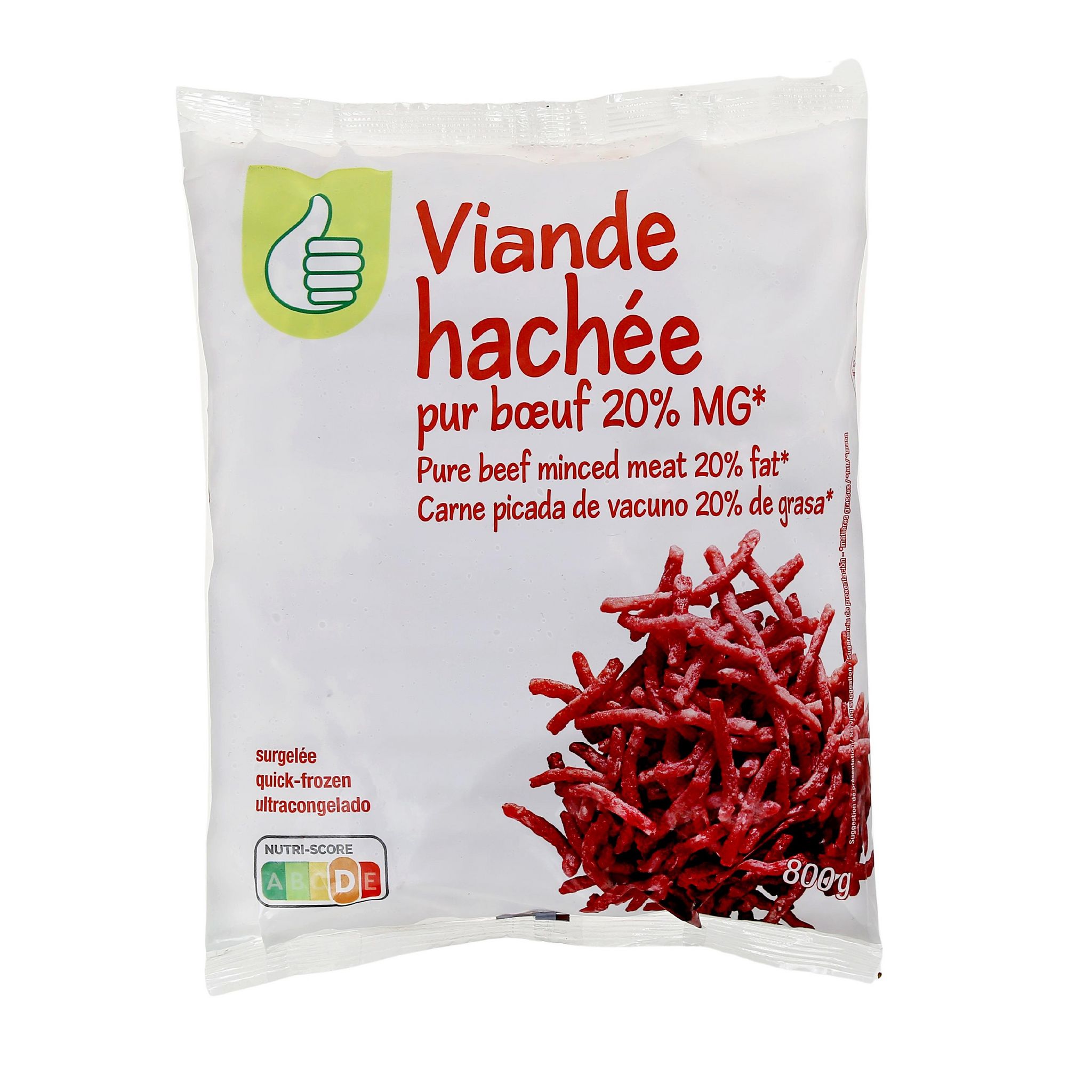 Voir la diapositive 2 : POUCE Viande hachée pur bœuf 20% mg 800g