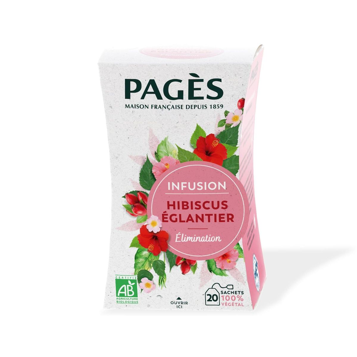 PAGES Infusion bio élimination hibiscus églantier 20 sachets 30g