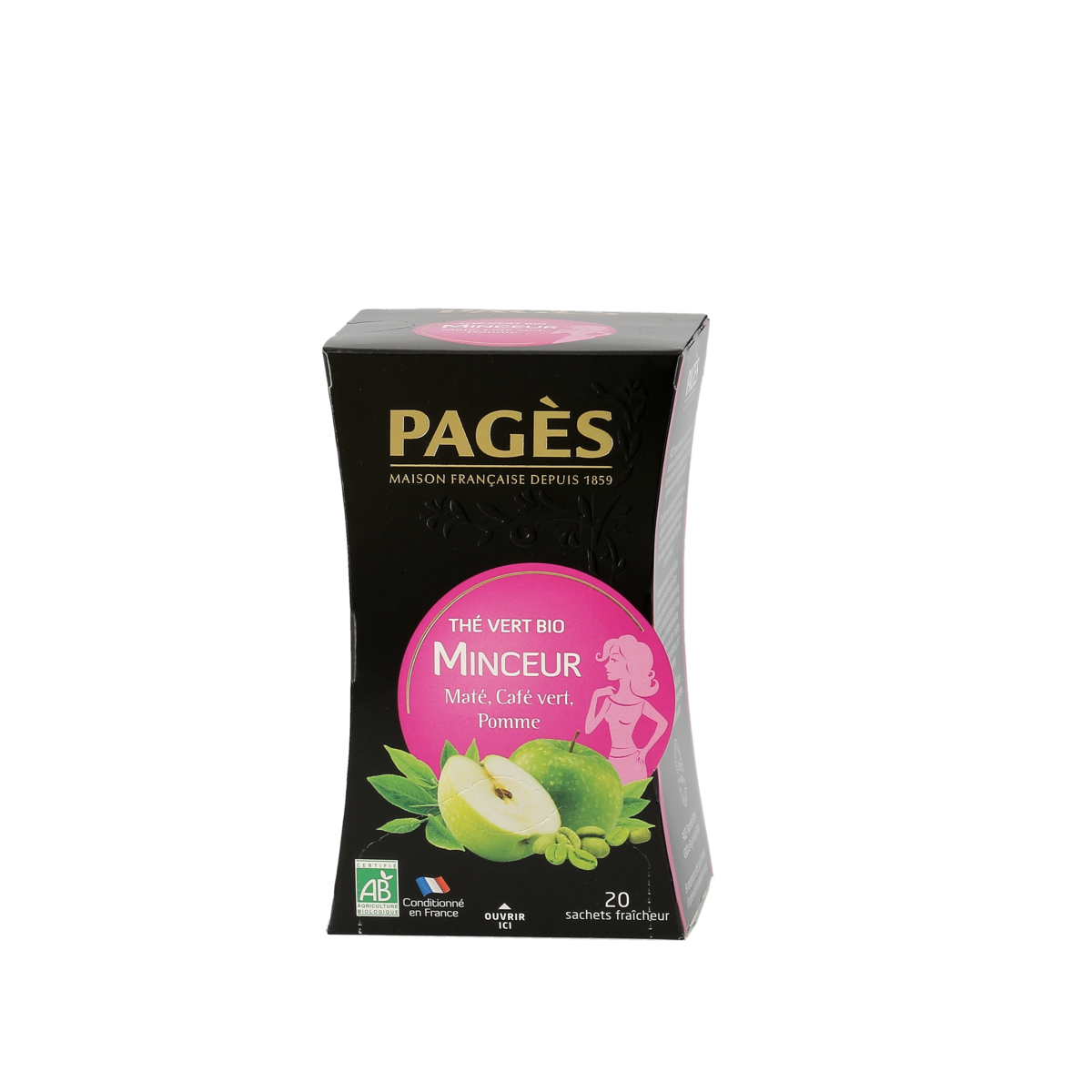 PAGES Thé vert bio minceur maté café vert pomme 20 sachets 36g