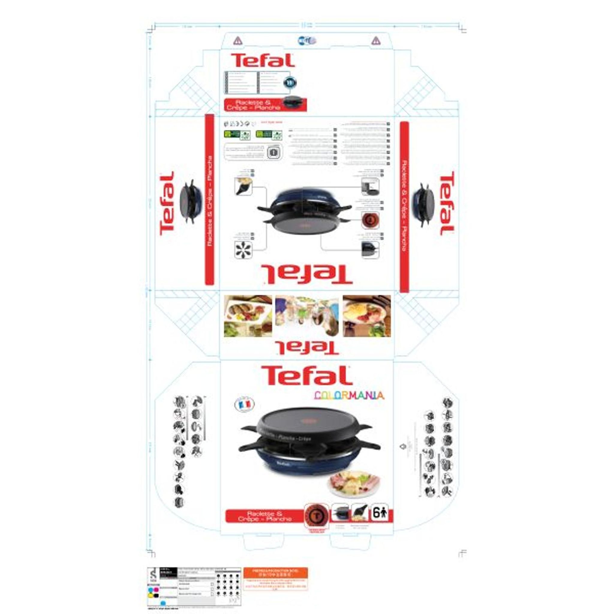 Voir la diapositive 2 : TEFAL Appareil à raclette 6 personnes Colormania RE12A412 - Bleu