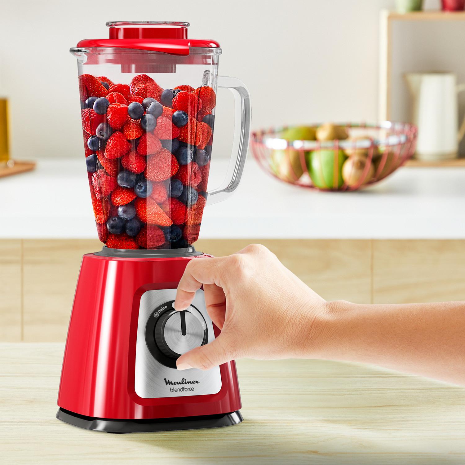 Voir la diapositive 2 : MOULINEX Blender Blendforce bol en verre LM430510 - Rouge