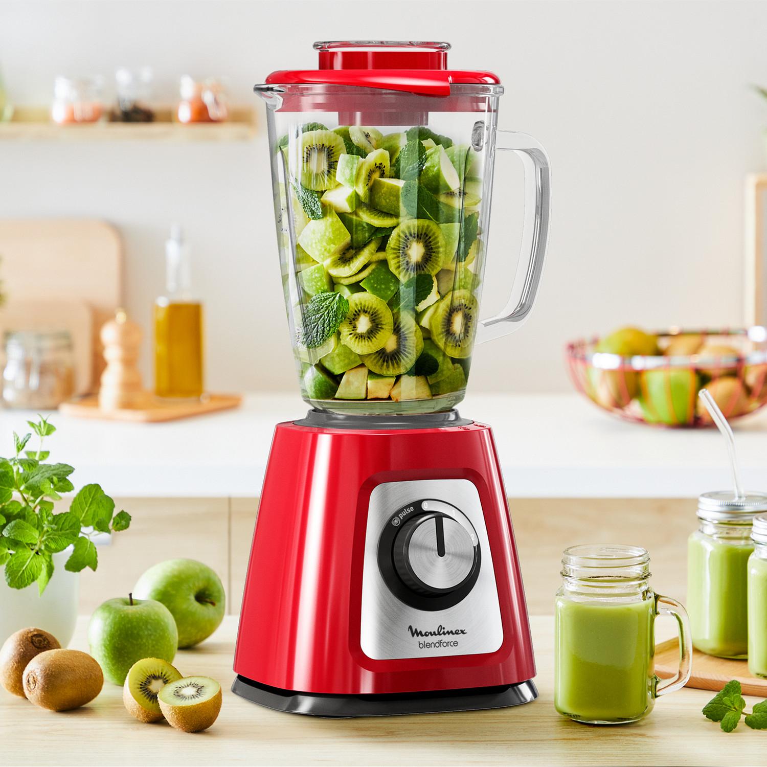 Voir la diapositive 3 : MOULINEX Blender Blendforce bol en verre LM430510 - Rouge