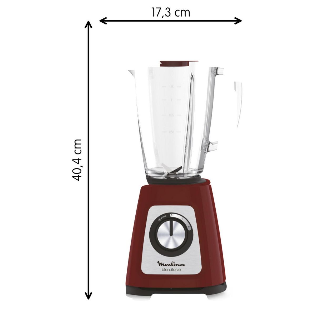MOULINEX Blender Blendforce bol en verre LM430510 - Rouge