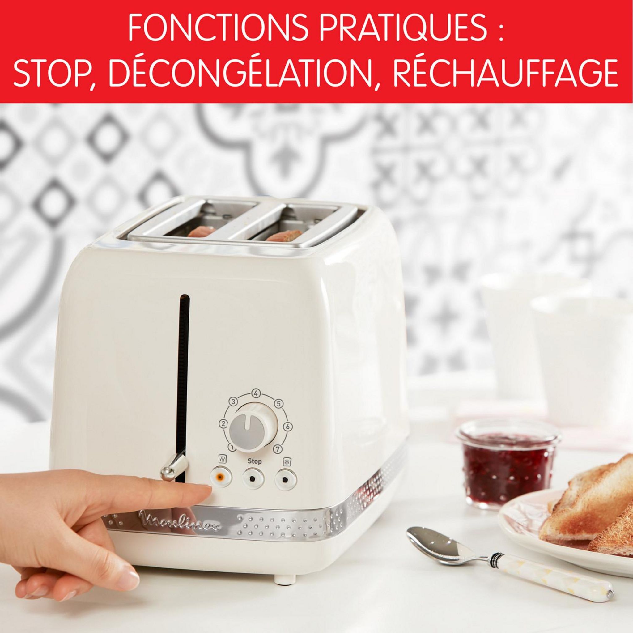 Voir la diapositive 3 : MOULINEX Grille-pain Soleil LT300A10, Ivoire