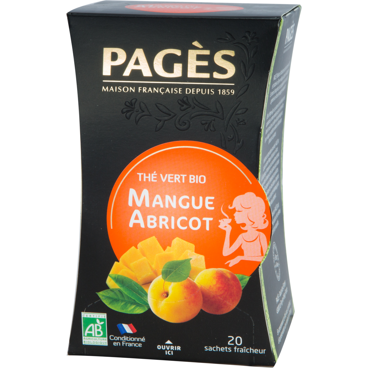 PAGES Thé vert bio mangue abricot 20 sachets 36g