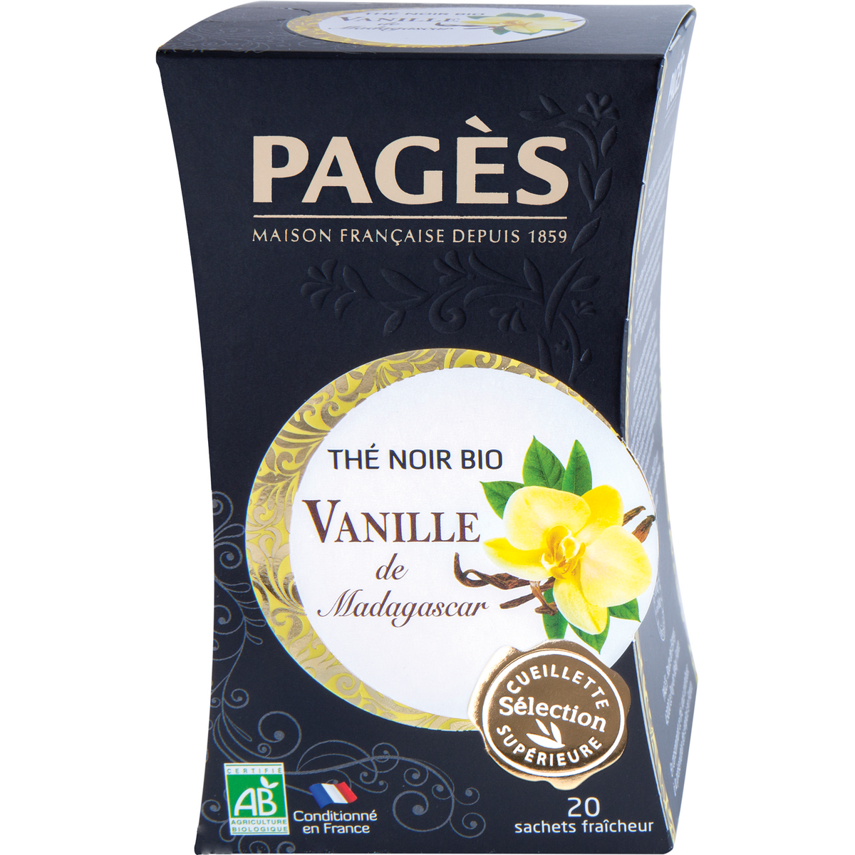 PAGES Thé noir bio vanille de Madagascar 20 sachets 36g