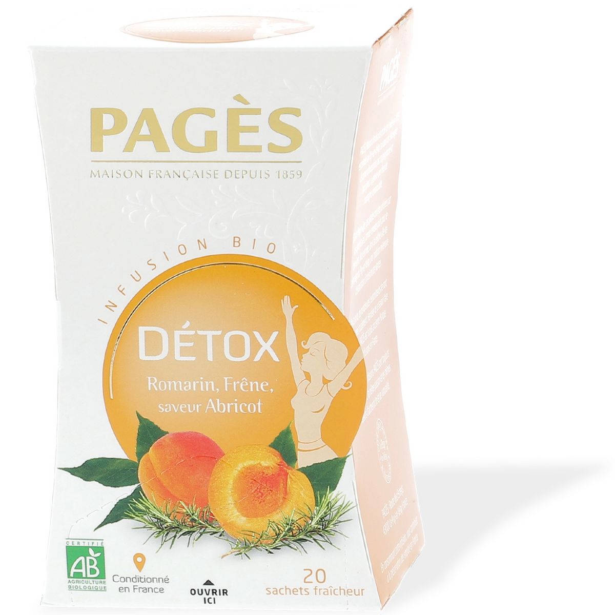 PAGES Infusion détox romarin frêne abricot bio 20 sachets 30g