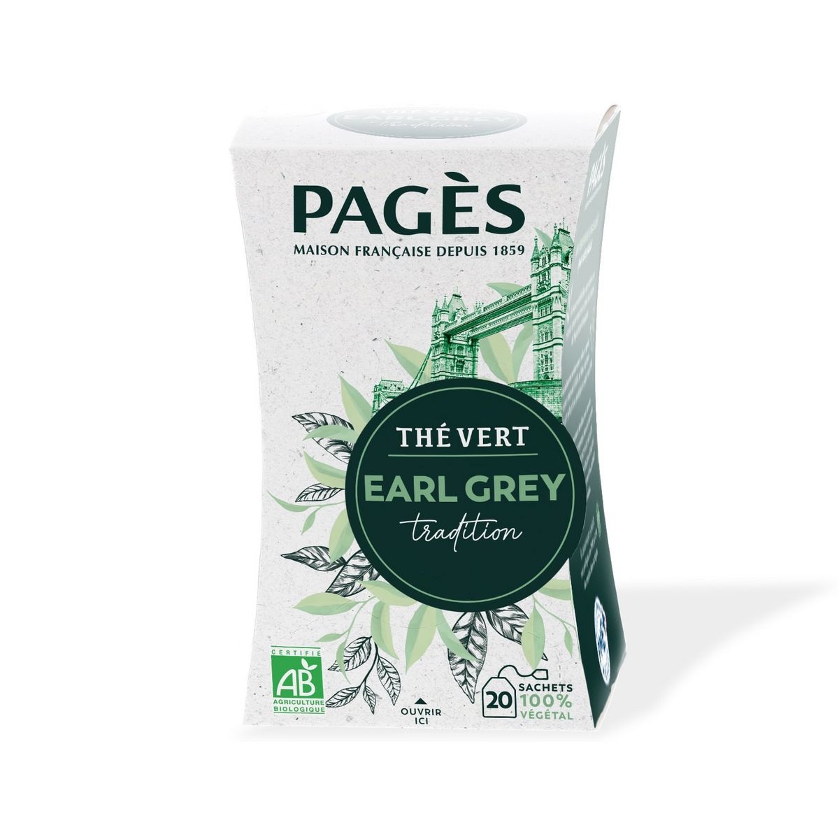 PAGES Thé vert earl grey bio 20 sachets 36g