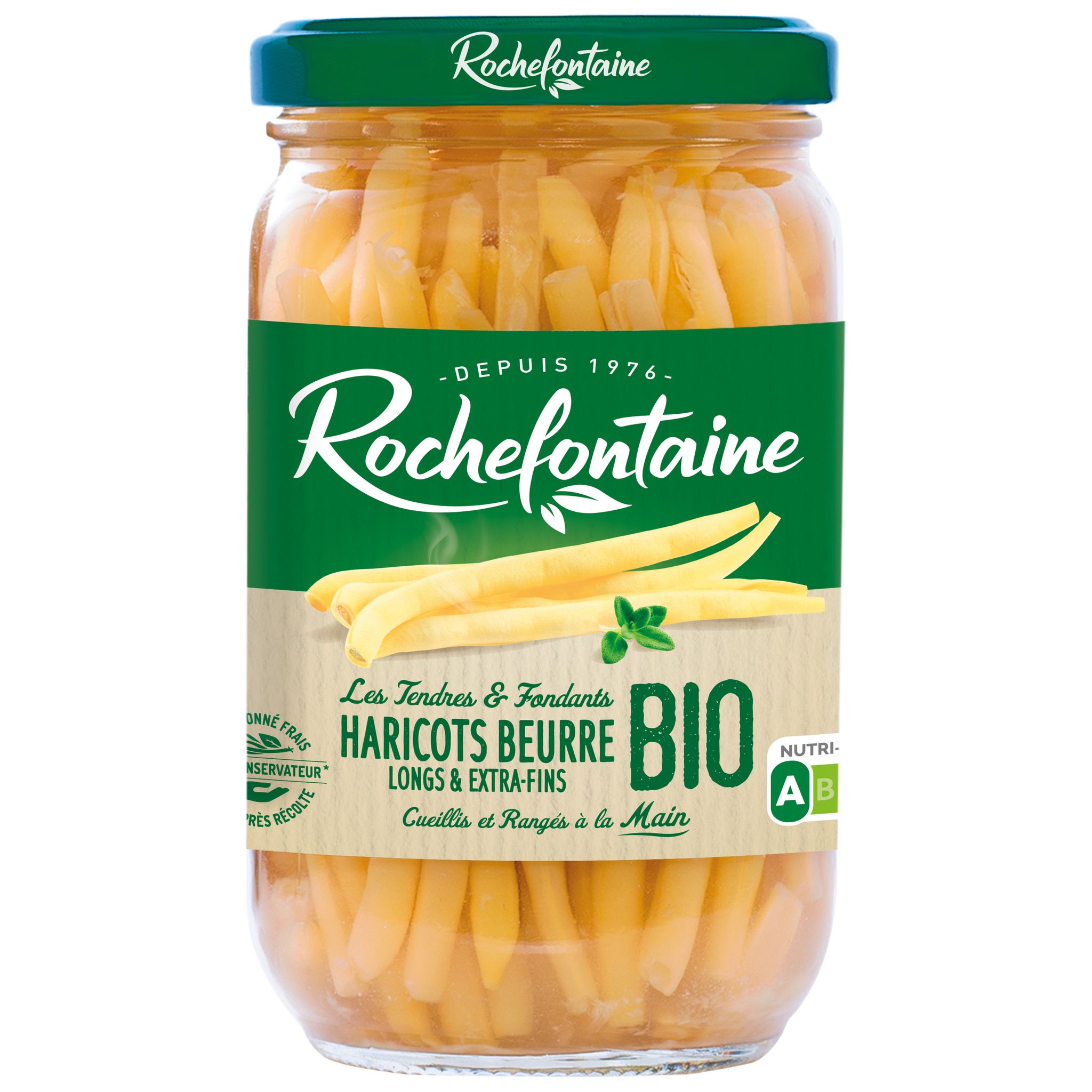 ROCHEFONTAINE Haricots beurre longs et extra fins bio bocal 340g