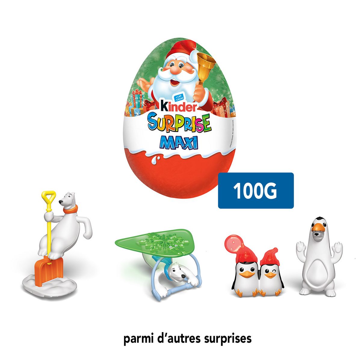 KINDER Surprise Maxi Œuf au chocolat au lait avec figurine ours polaire ou pingouin 1 pièce 100g