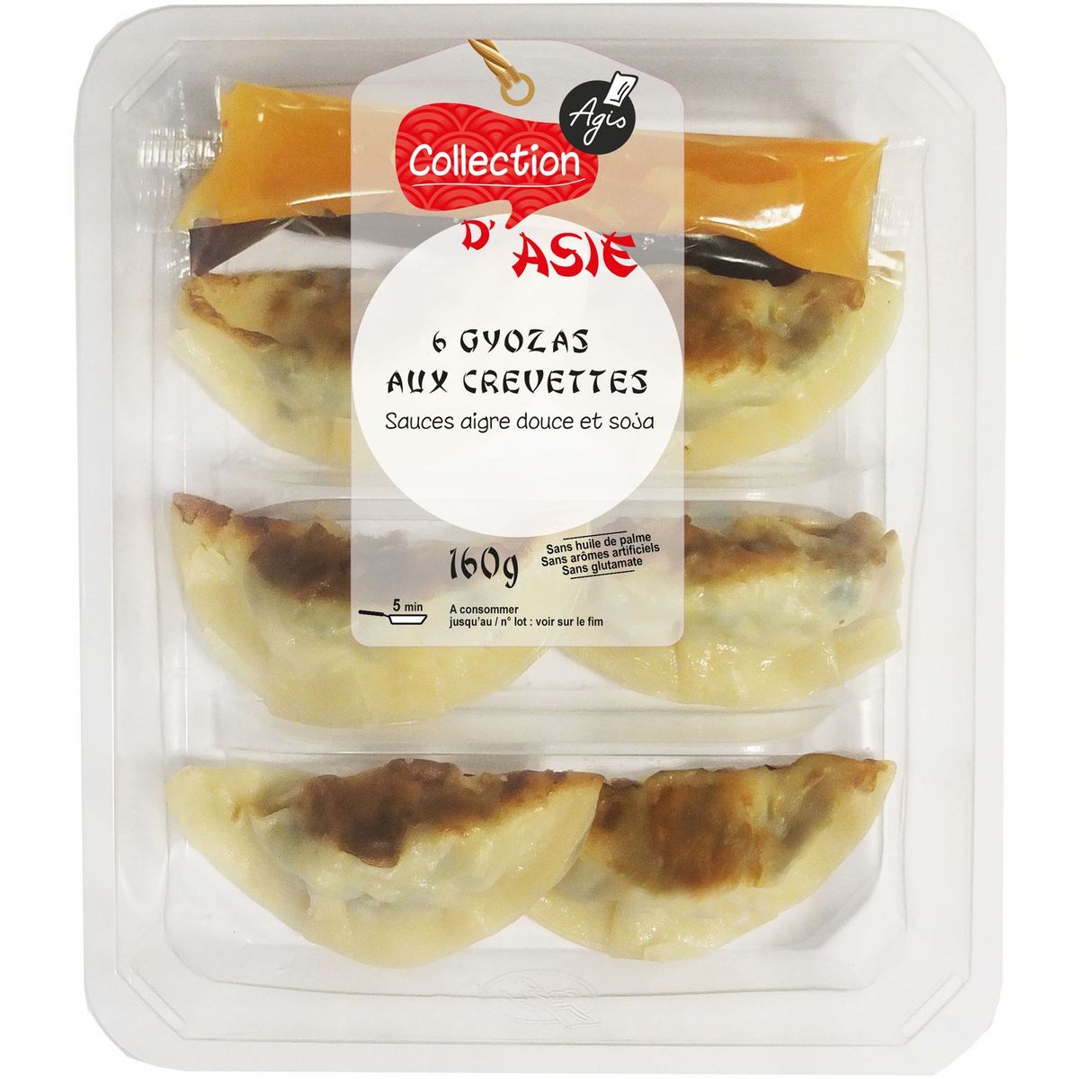 COLLECTION D'ASIE Gyozas aux crevettes sauce aigre douce et soja 6 pièces 160g
