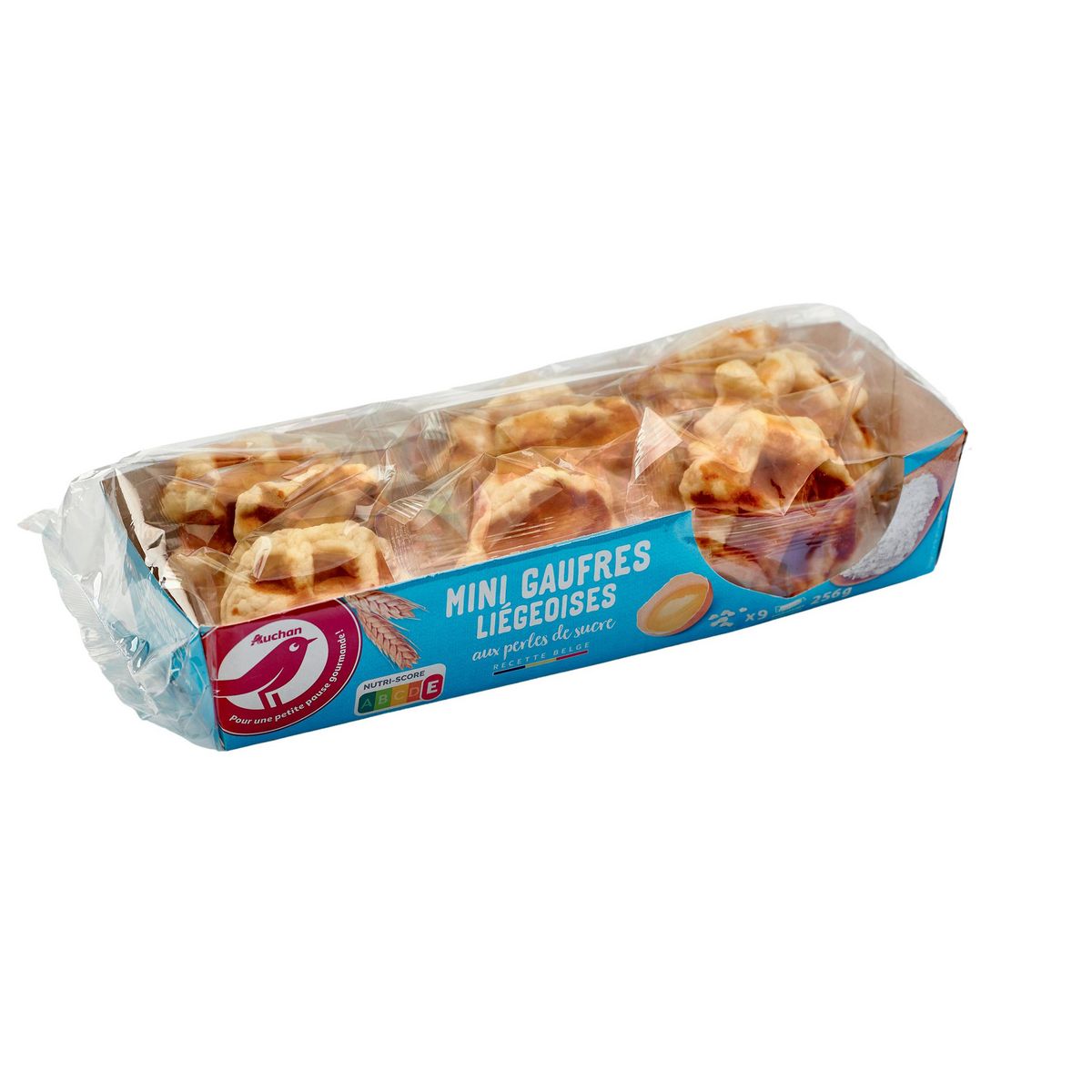 AUCHAN Mini gaufres Liégeoises sachets individuels 9 gaufres 256g