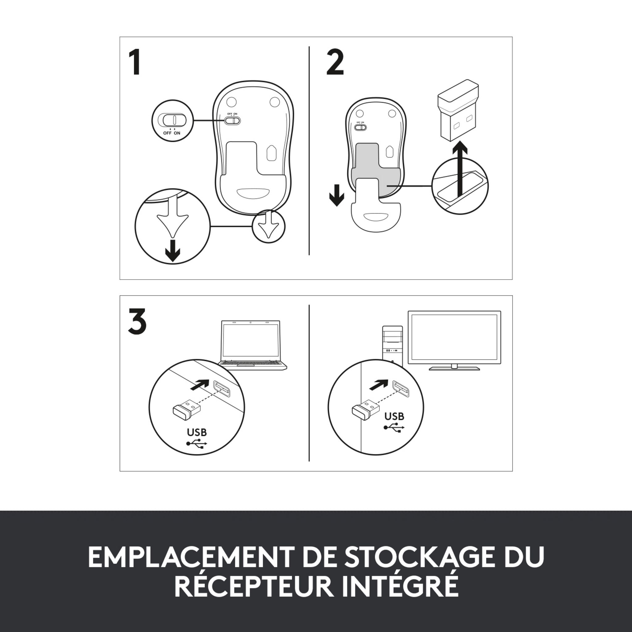 Voir la diapositive 4 : LOGITECH Souris sans Fil M185 Optique Bleue