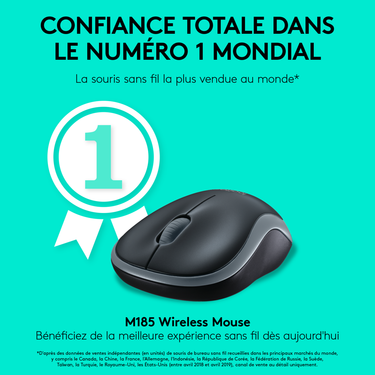 LOGITECH Souris sans Fil M185 Optique Bleue