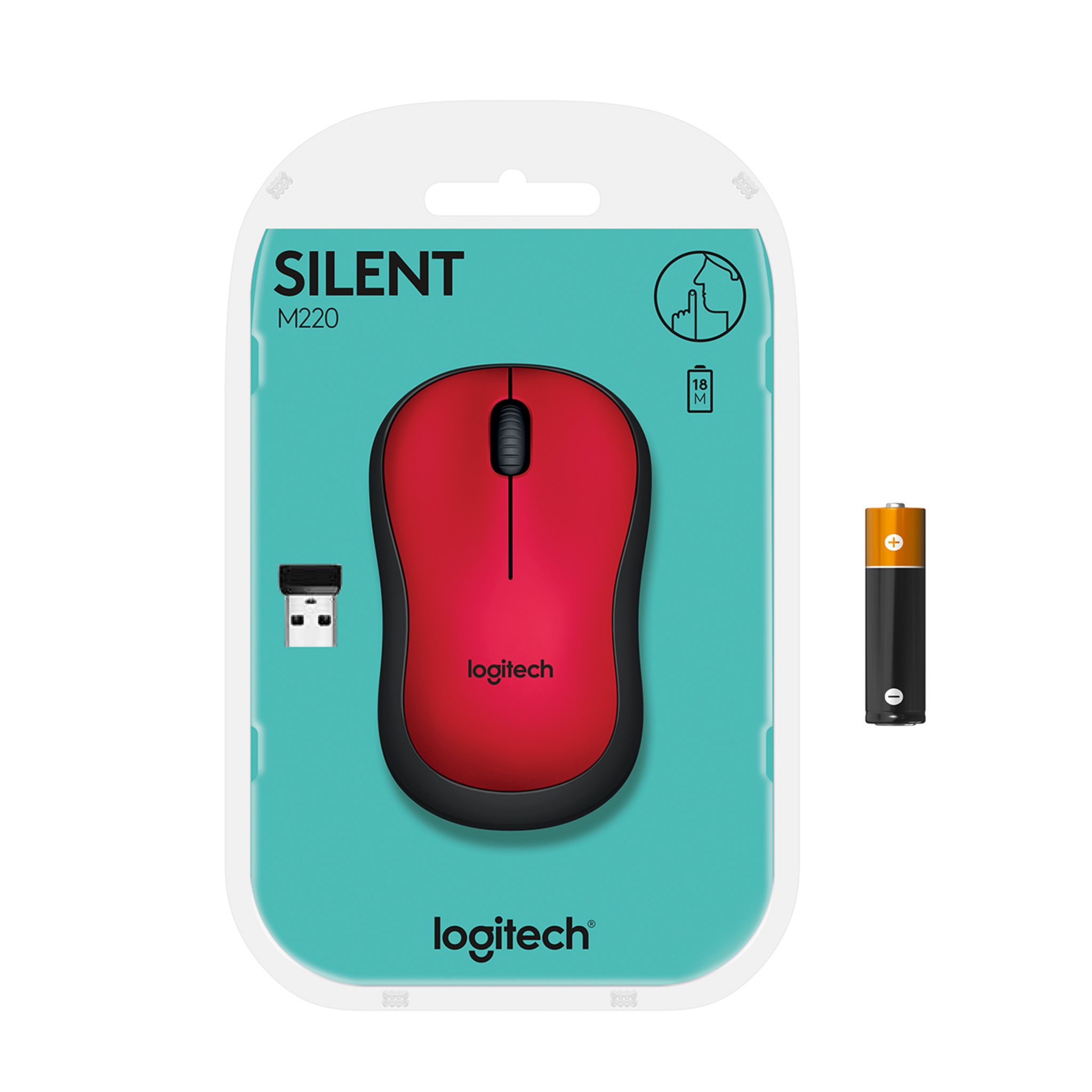 Voir la diapositive 6 : LOGITECH Souris Sans Fil M220 Silencieuse Rouge