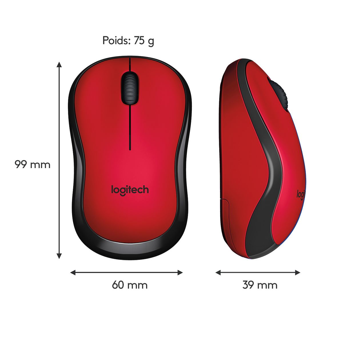 LOGITECH Souris Sans Fil M220 Silencieuse Rouge