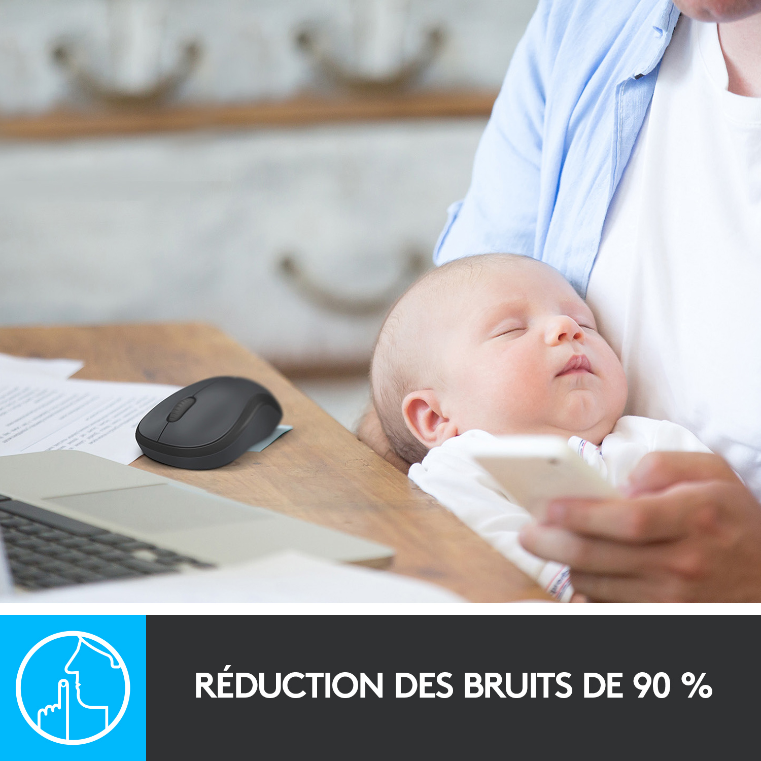 Voir la diapositive 4 : LOGITECH Souris Sans Fil M220 Silencieuse Bleue