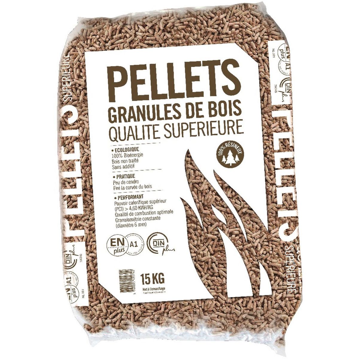 Pellets granulés de bois 100% résineux ENplus a1 din+