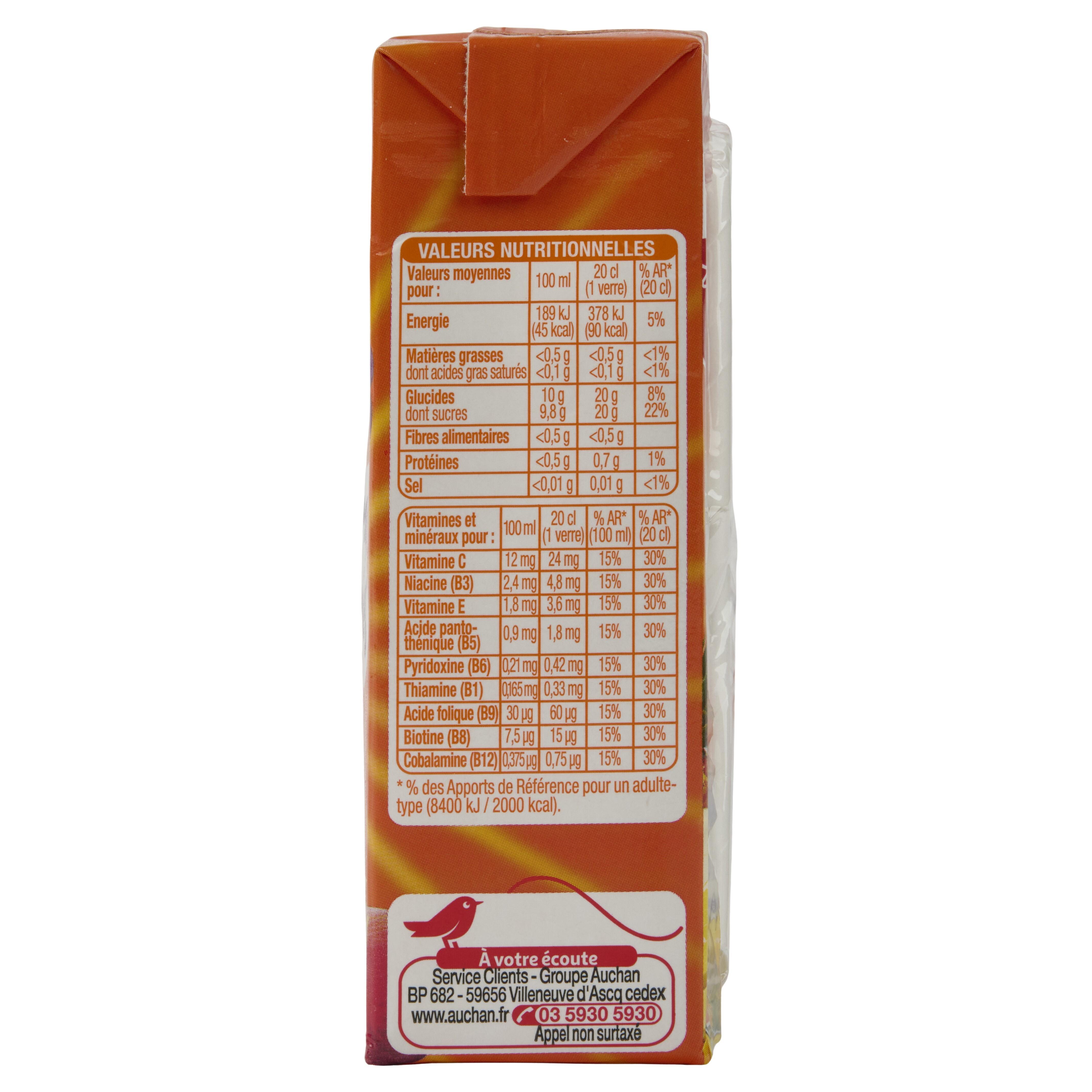 Voir la diapositive 4 : AUCHAN Jus multivitamines en briquette 20cl