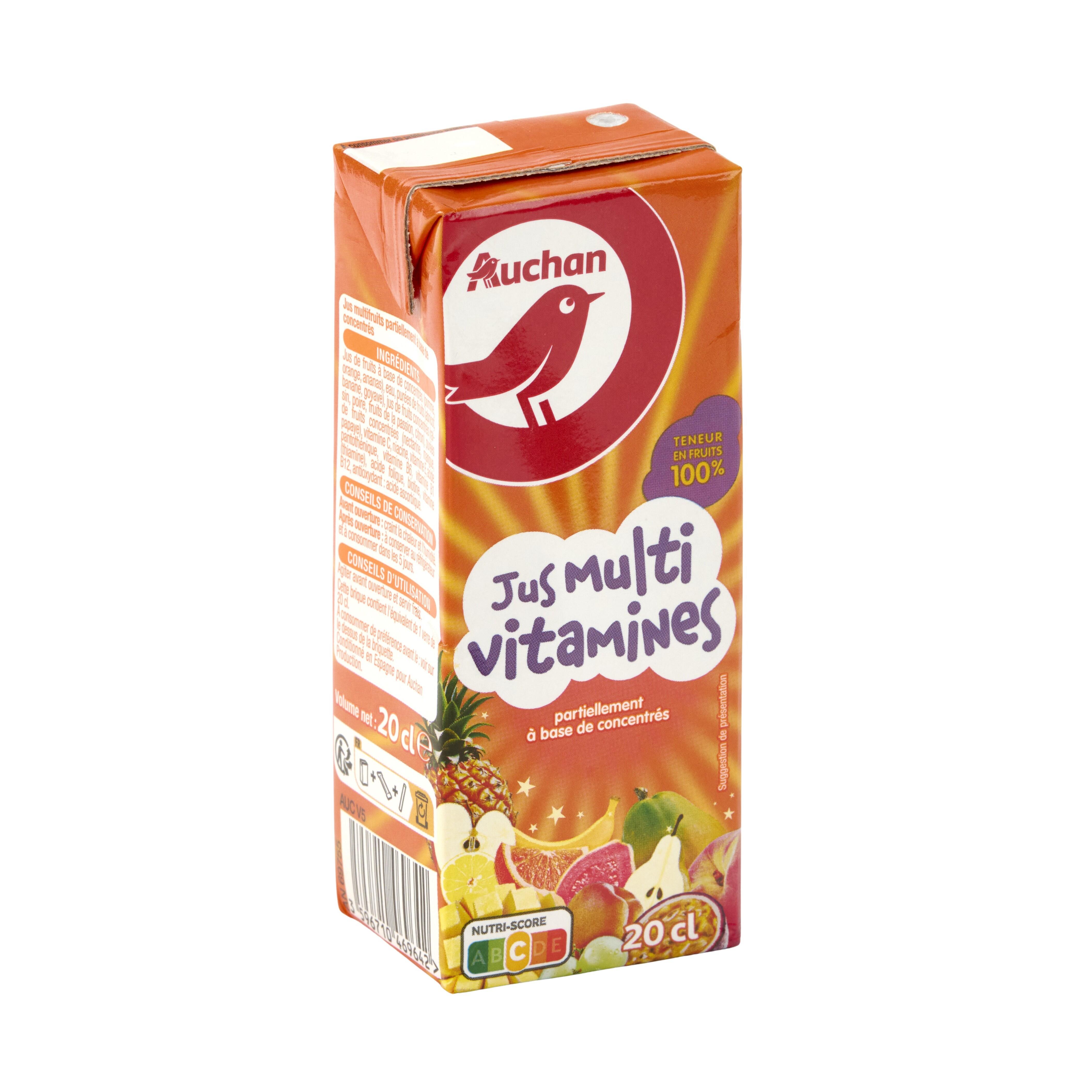 Voir la diapositive 6 : AUCHAN Jus multivitamines en briquette 20cl