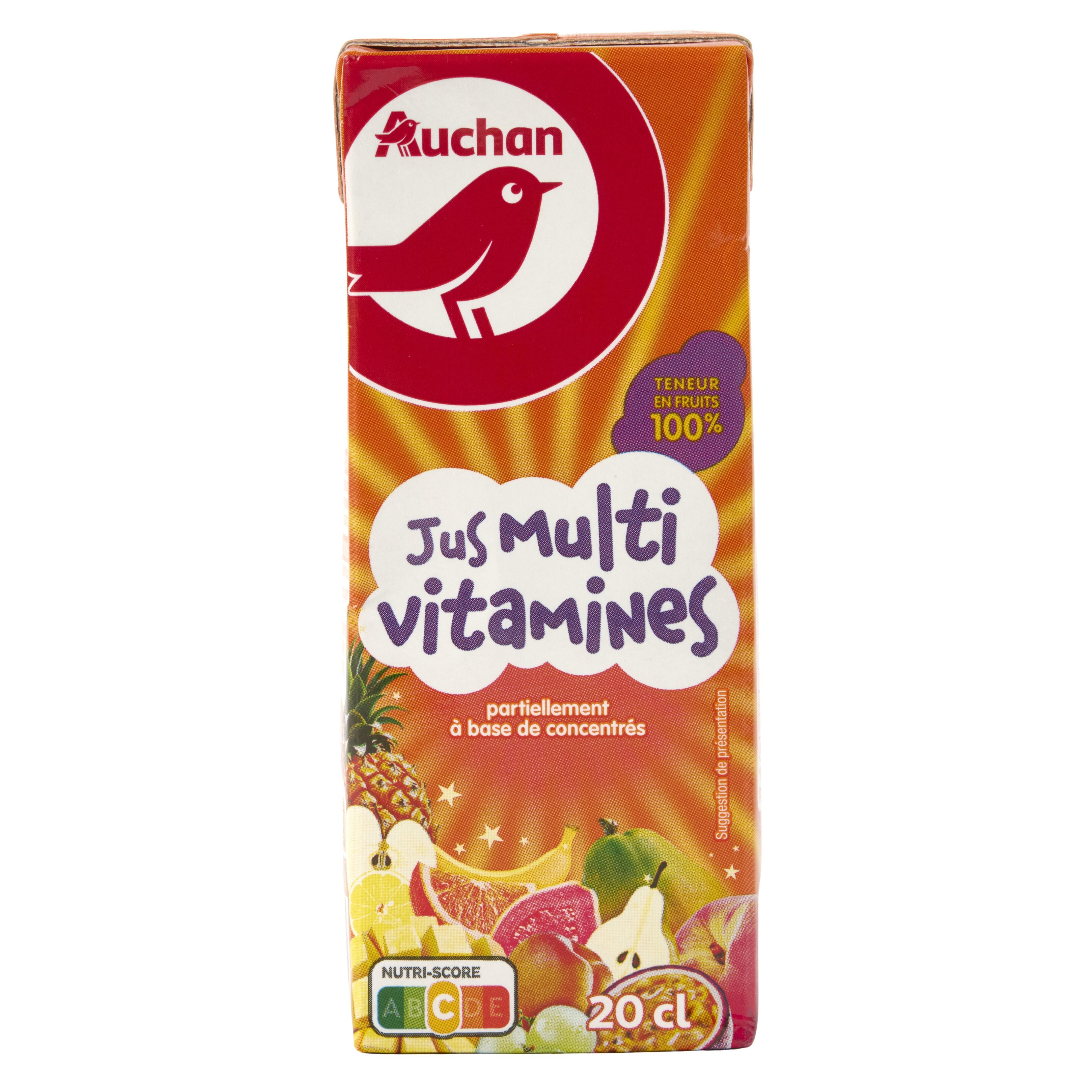 Voir la diapositive 7 : AUCHAN Jus multivitamines en briquette 20cl