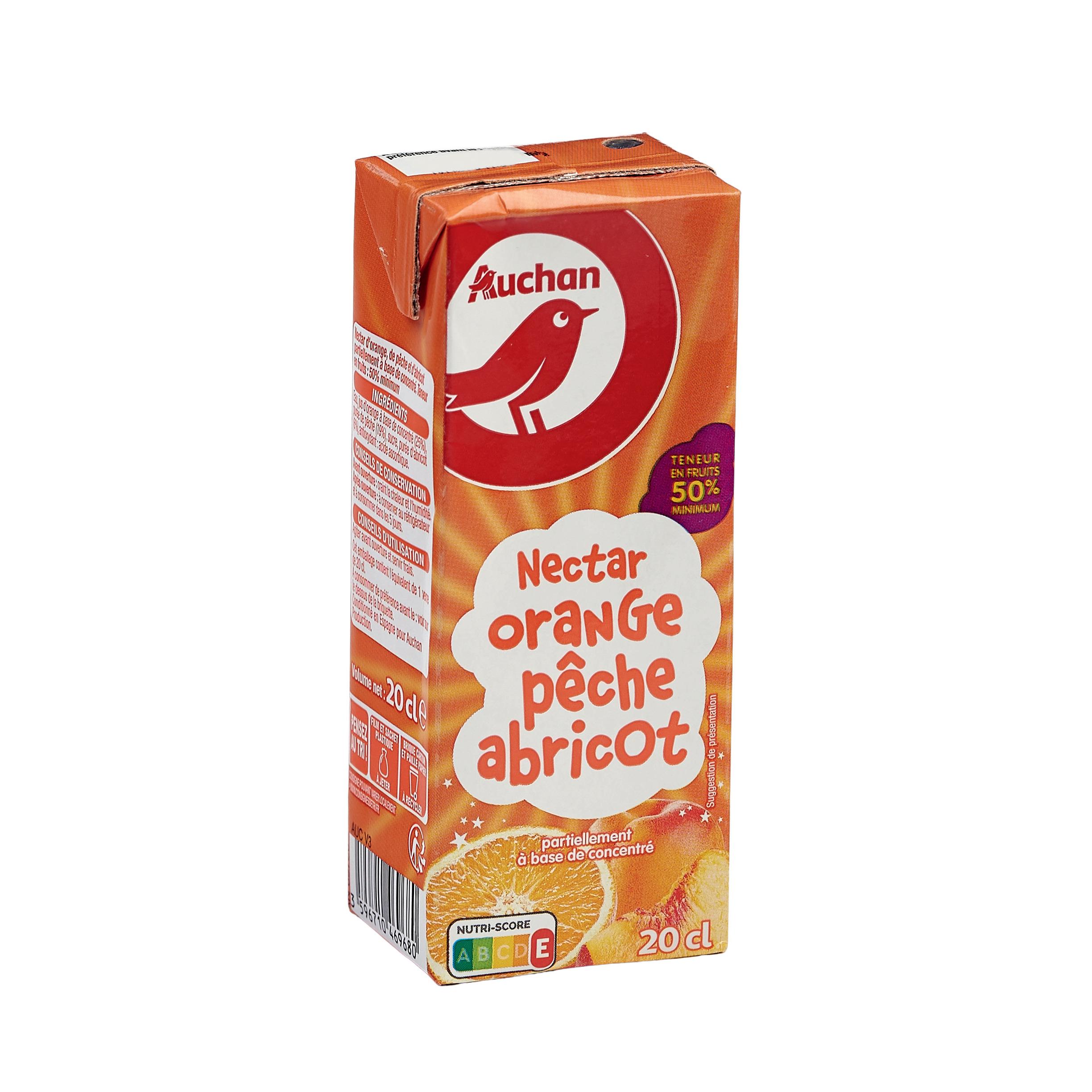 Voir la diapositive 2 : AUCHAN Nectar d'orange pêche abricot en briquette 20cl