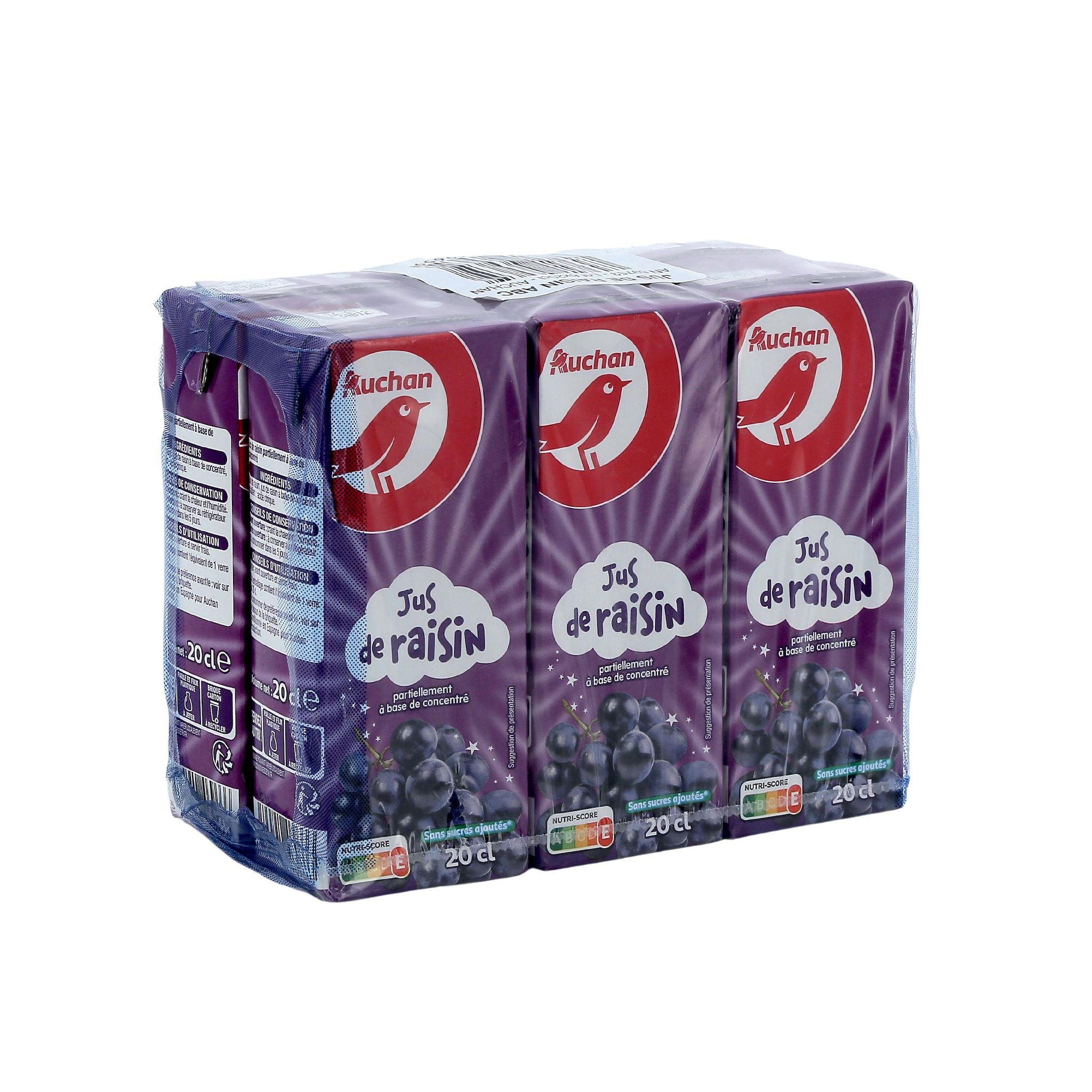 Voir la diapositive 3 : AUCHAN Jus de raisin à base de concentré briquettes 6x20cl