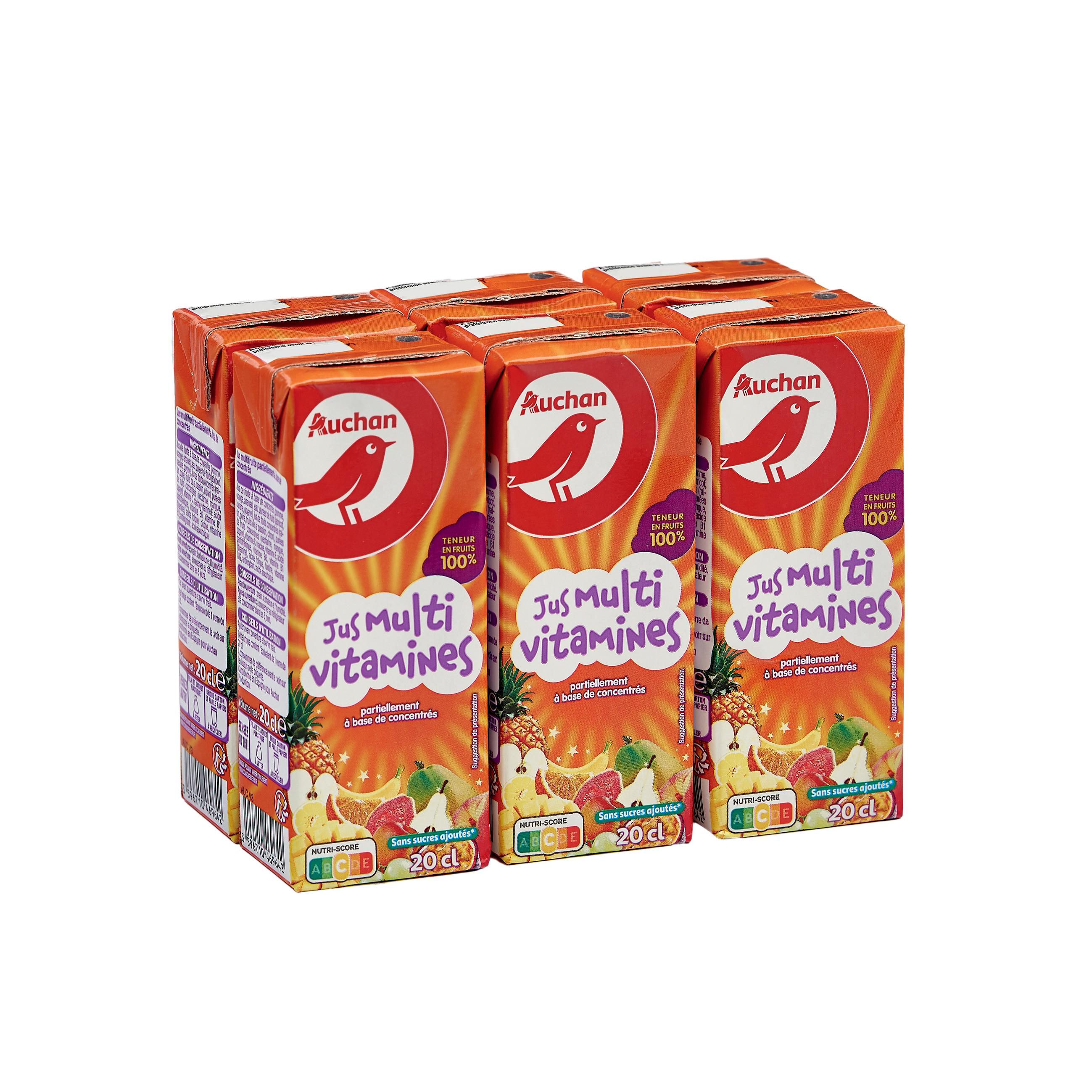 Voir la diapositive 2 : AUCHAN Jus multivitamines à base de concentré briquettes 6x20cl