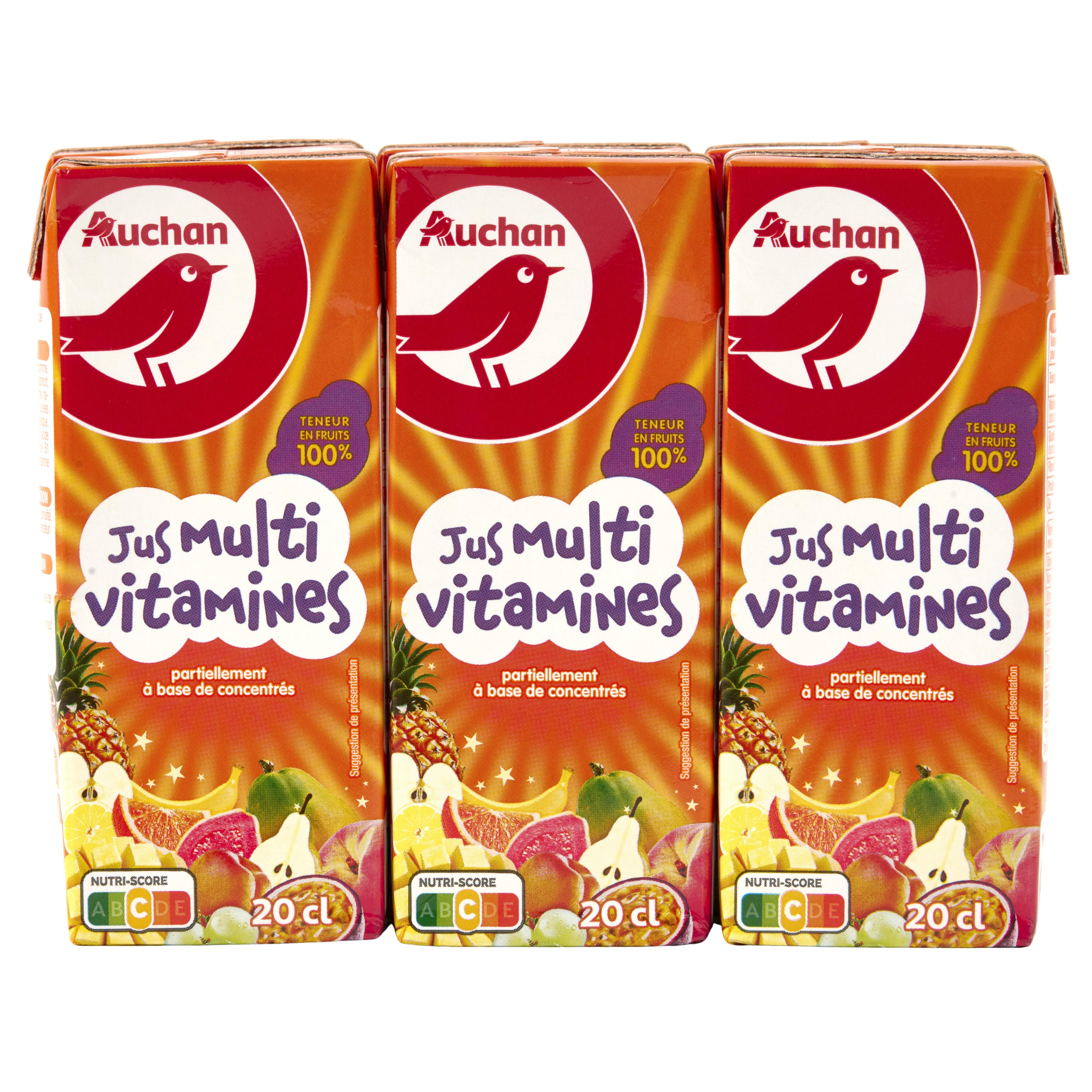 Voir la diapositive 5 : AUCHAN Jus multivitamines à base de concentré briquettes 6x20cl