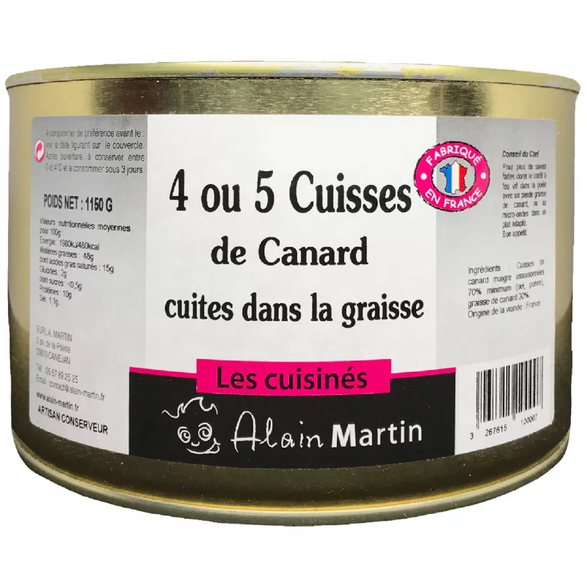 ALAIN MARTIN Cuisses de canard cuites dans la graisse 4/5 pièces 1,15kg
