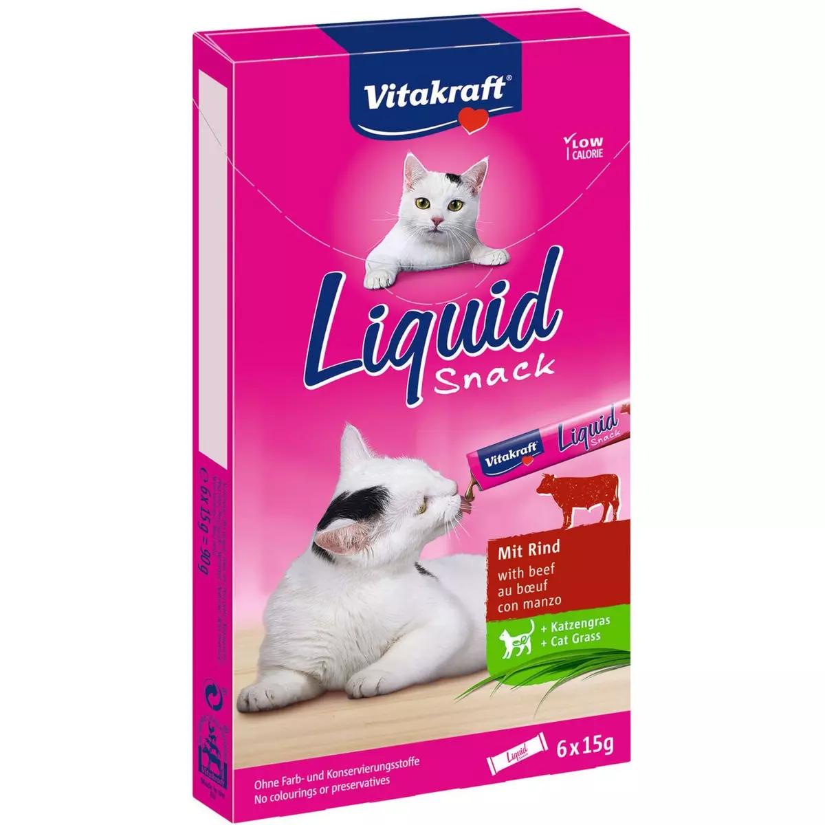 VITAKRAFT Liquid snack saveur bœuf pour chat 6 sticks 6x15g