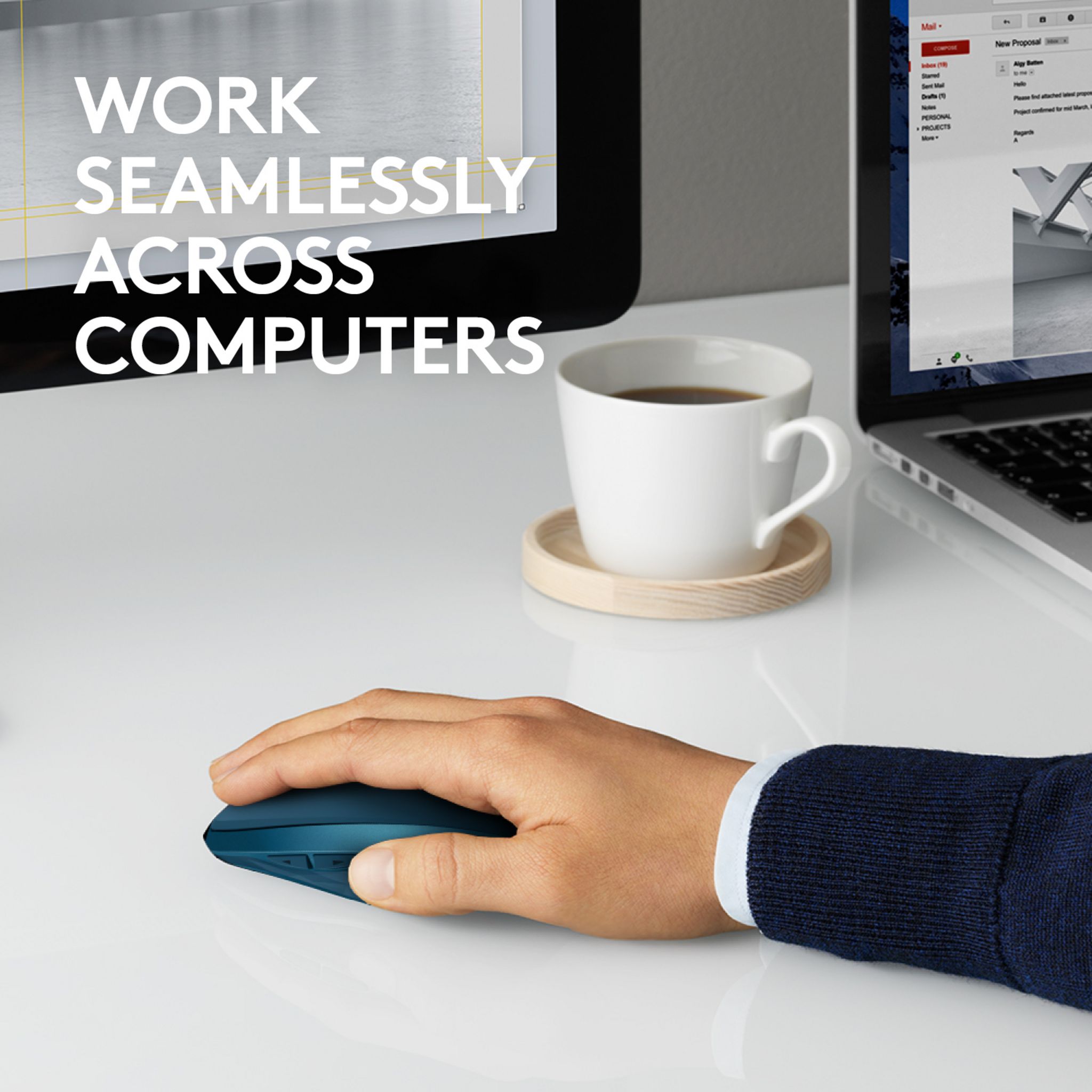 Voir la diapositive 13 : LOGITECH Souris - Sans fil - MX ANYWHERE 2S - Bleu