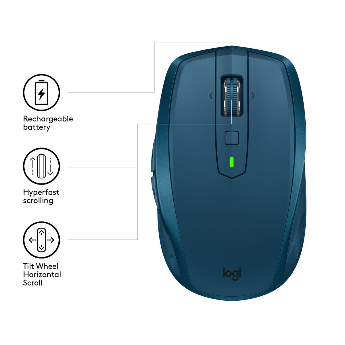 LOGITECH Souris - Sans fil - MX ANYWHERE 2S - Bleu