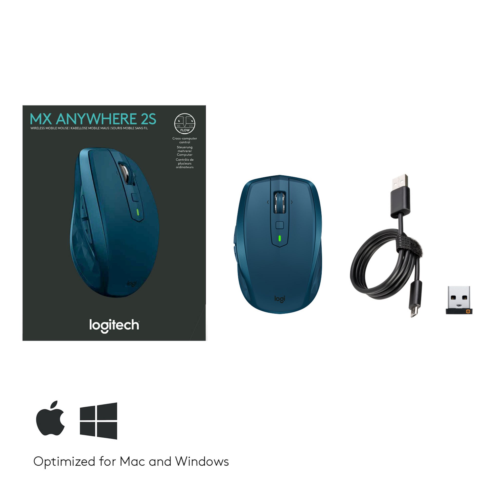 Voir la diapositive 10 : LOGITECH Souris - Sans fil - MX ANYWHERE 2S - Bleu