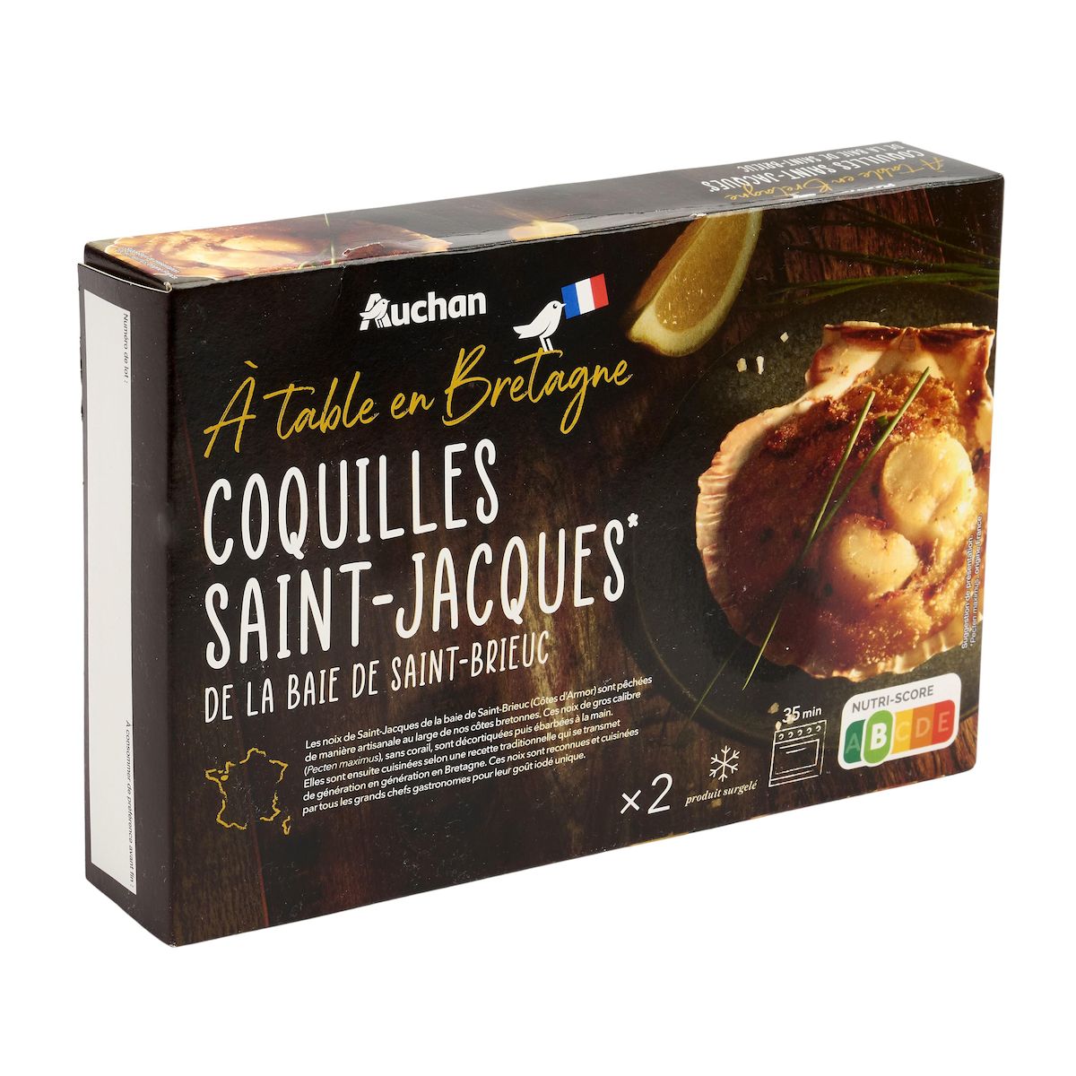 AUCHAN TERROIR Coquille Saint-Jacques de la Baie de Saint-Brieuc 2 pièces 200g