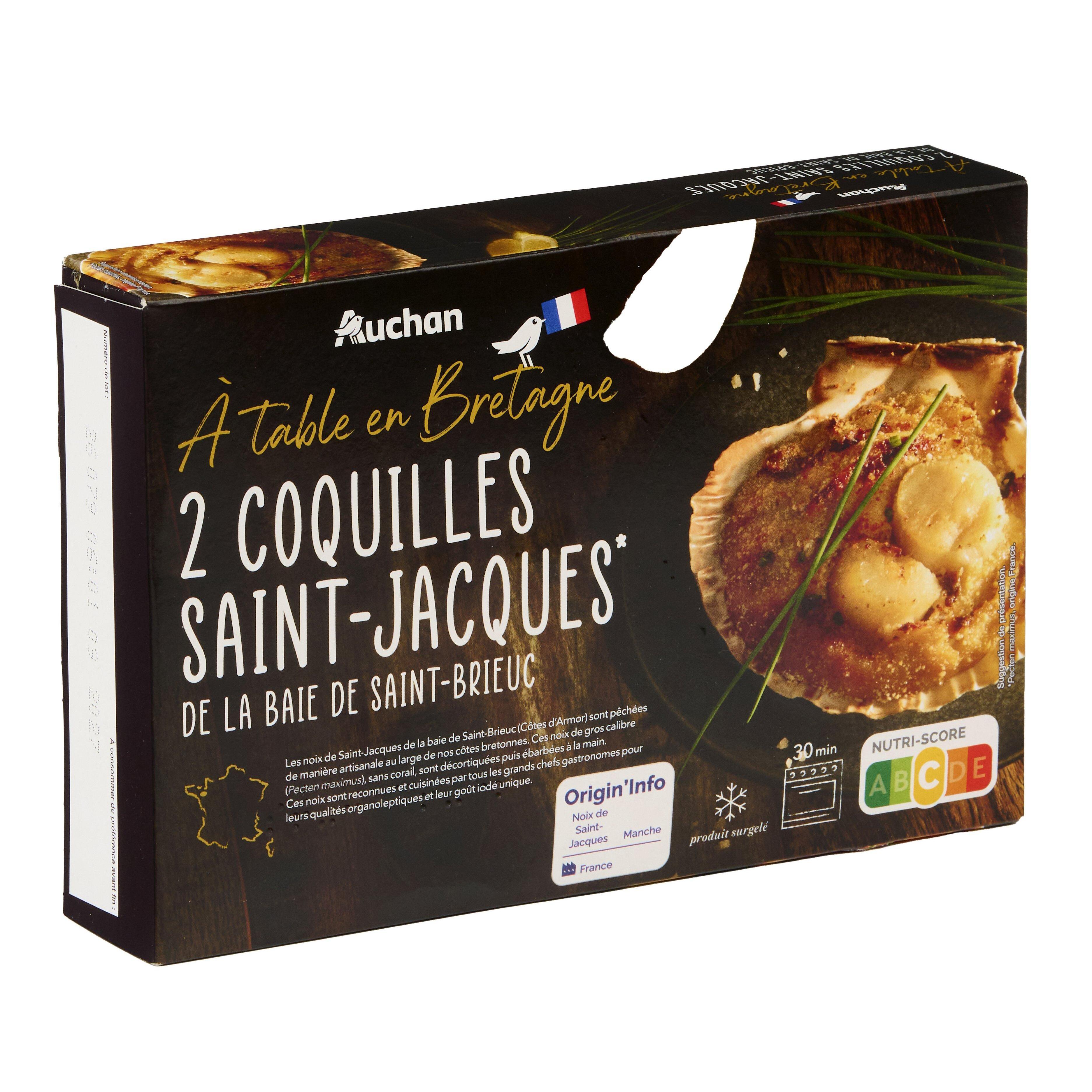 Voir la diapositive 4 : AUCHAN TERROIR Coquille Saint-Jacques de la Baie de Saint-Brieuc 2 pièces 200g