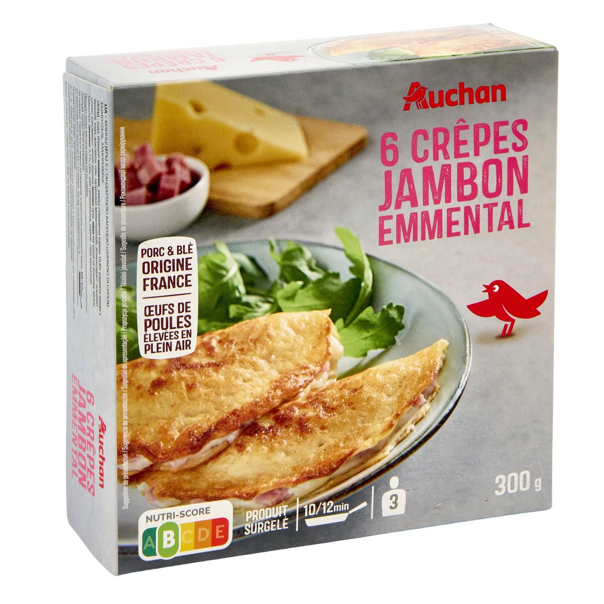 AUCHAN Crêpe jambon emmental 6 pièces 300g