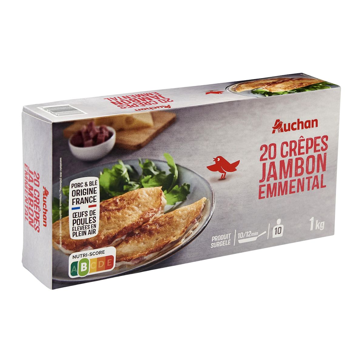 AUCHAN Crêpe jambon emmental 20 pièces 1kg