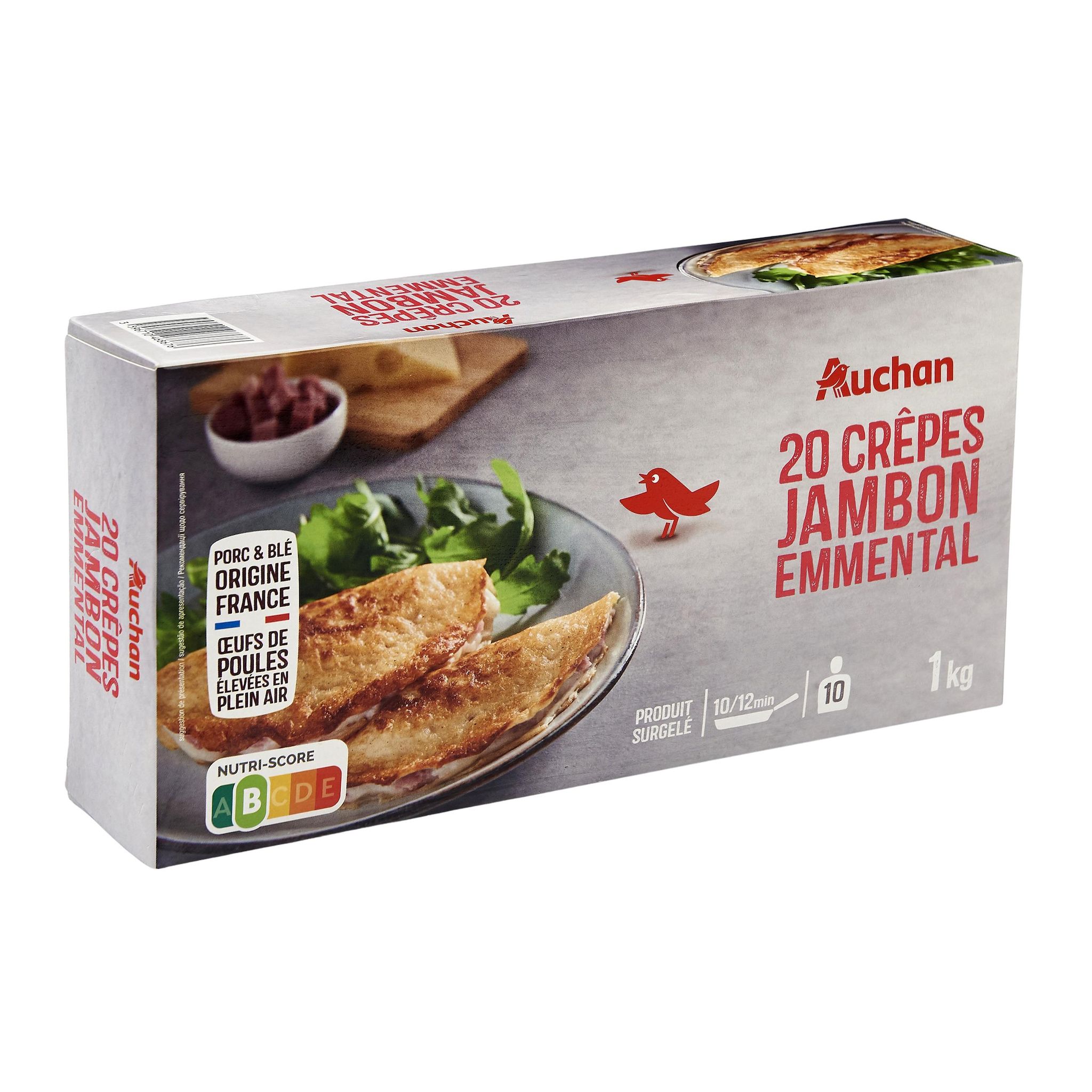 Voir la diapositive 2 : AUCHAN Crêpe jambon emmental 20 pièces 1kg
