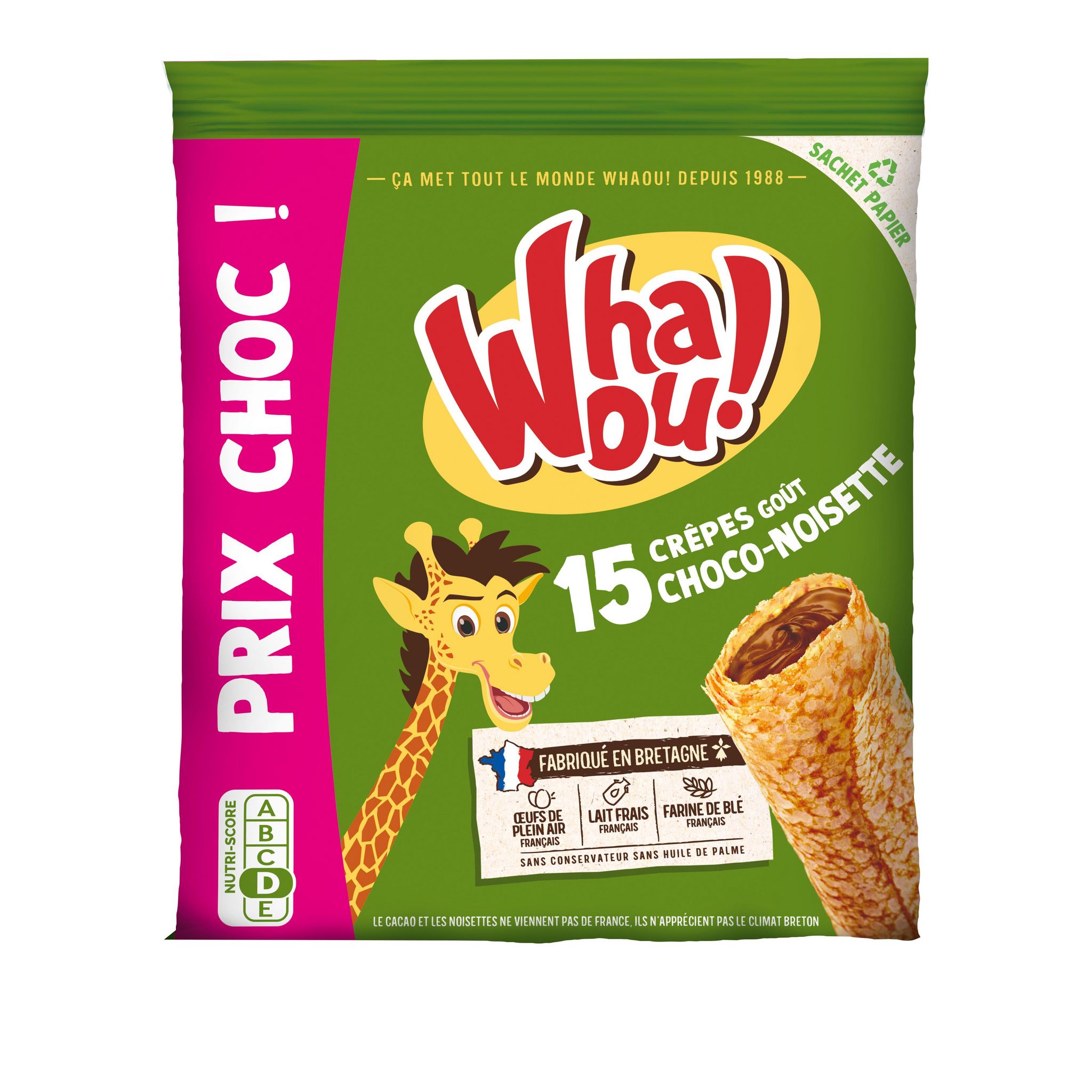 WHAOU Crêpes goût choco noisette 15 pièces  480g