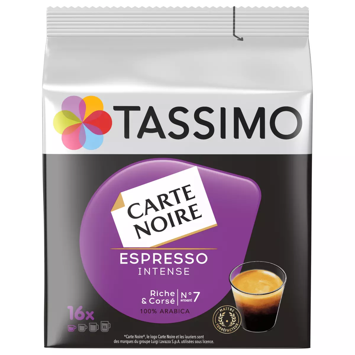 TASSIMO Dosettes de café carte noire espresso intense intensité 7 compatible Tassimo 16 dosettes 118g