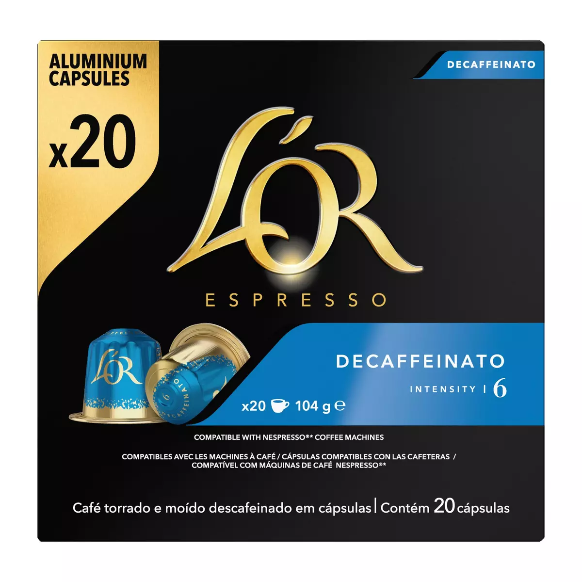 Acheter L'or Espresso Café capsules décaféiné intensité 6, 20 capsules