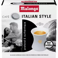 MALONGO Dosettes de café pur Arabica des petits producteurs compatibles Malongo  16 dosettes 104g pas cher 