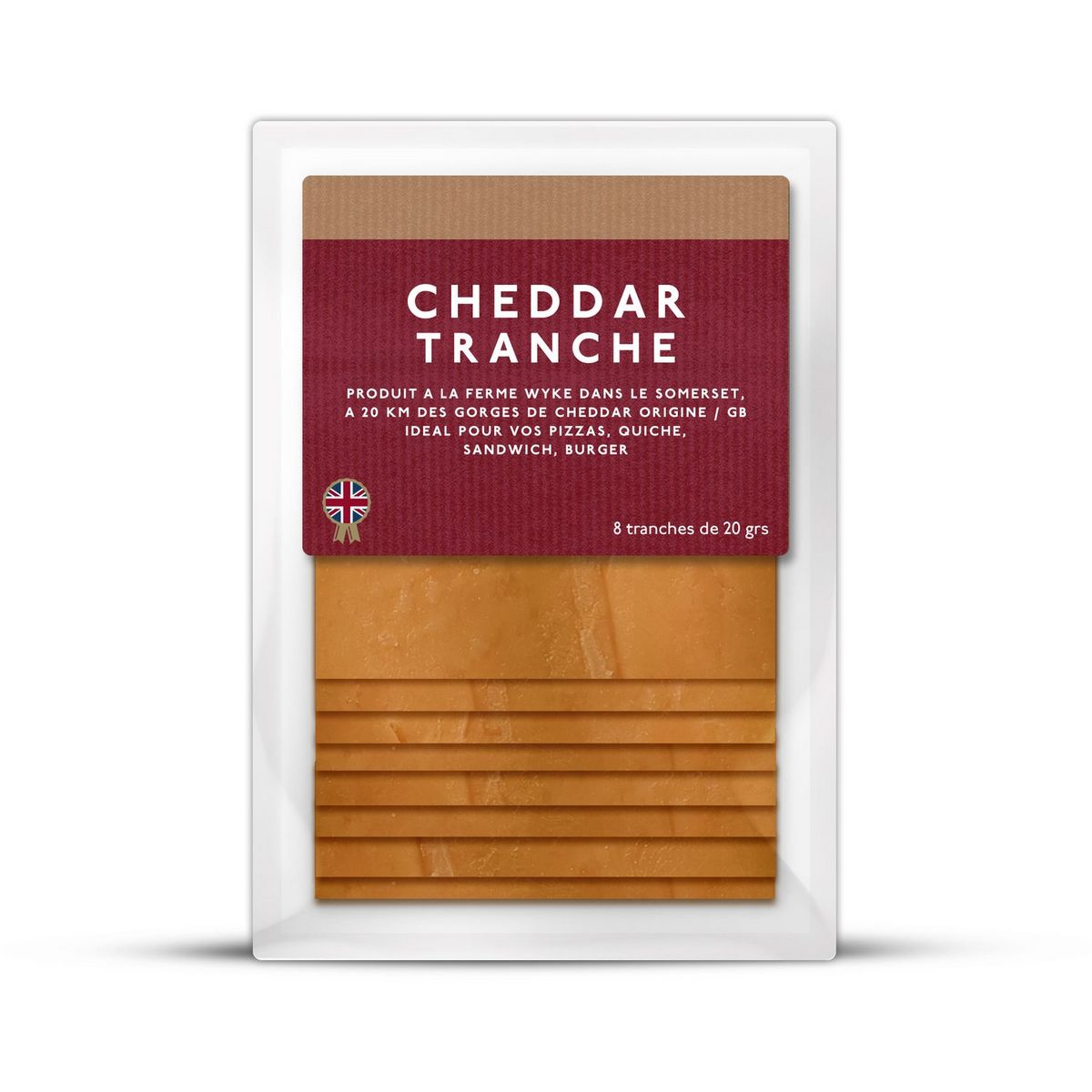 WYKEFARMS Fromage cheddar tranché 8 tranches 160g