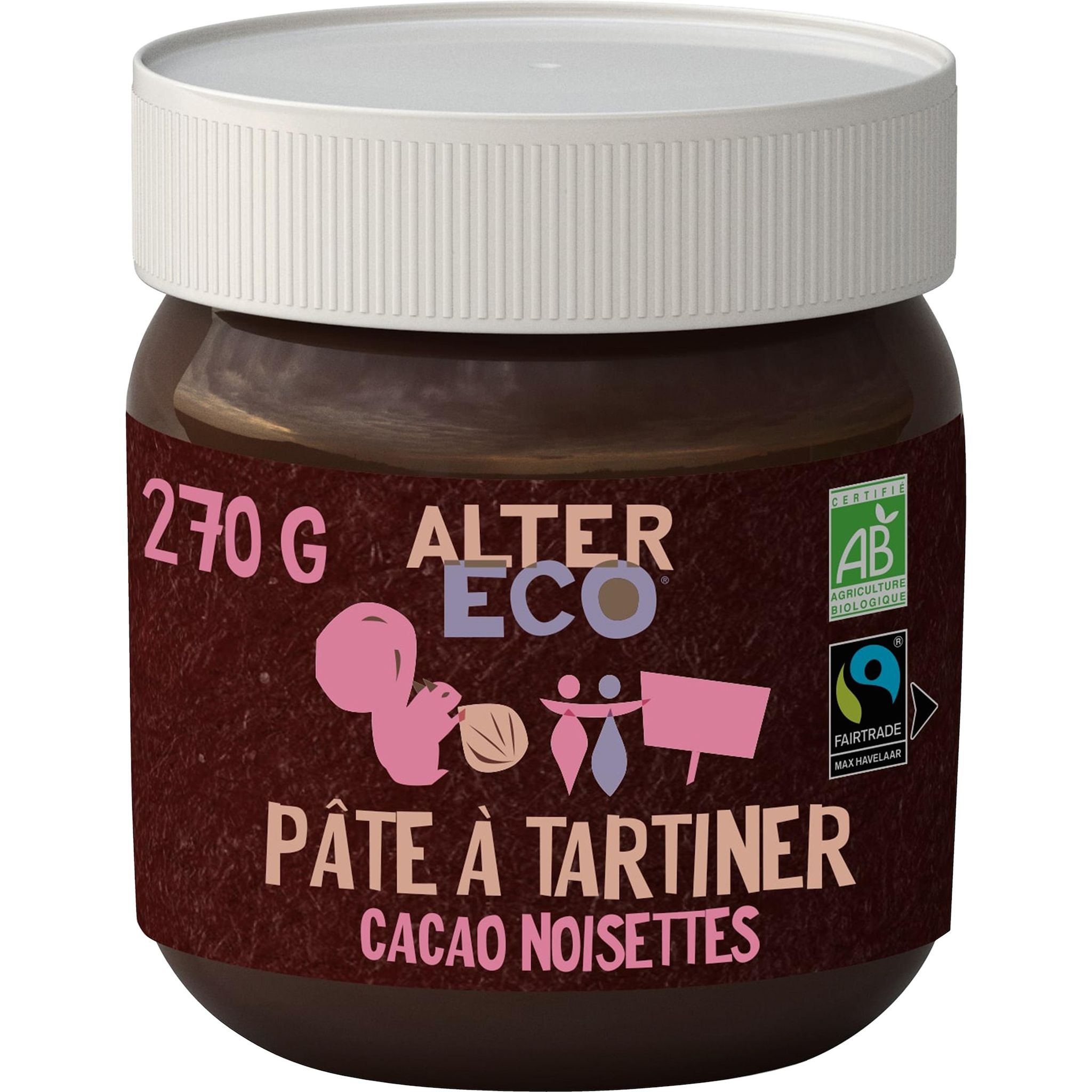 Voir la diapositive 2 : ALTER ECO Pâte à tartiner bio au cacao et noisettes sans huile de palme 270g