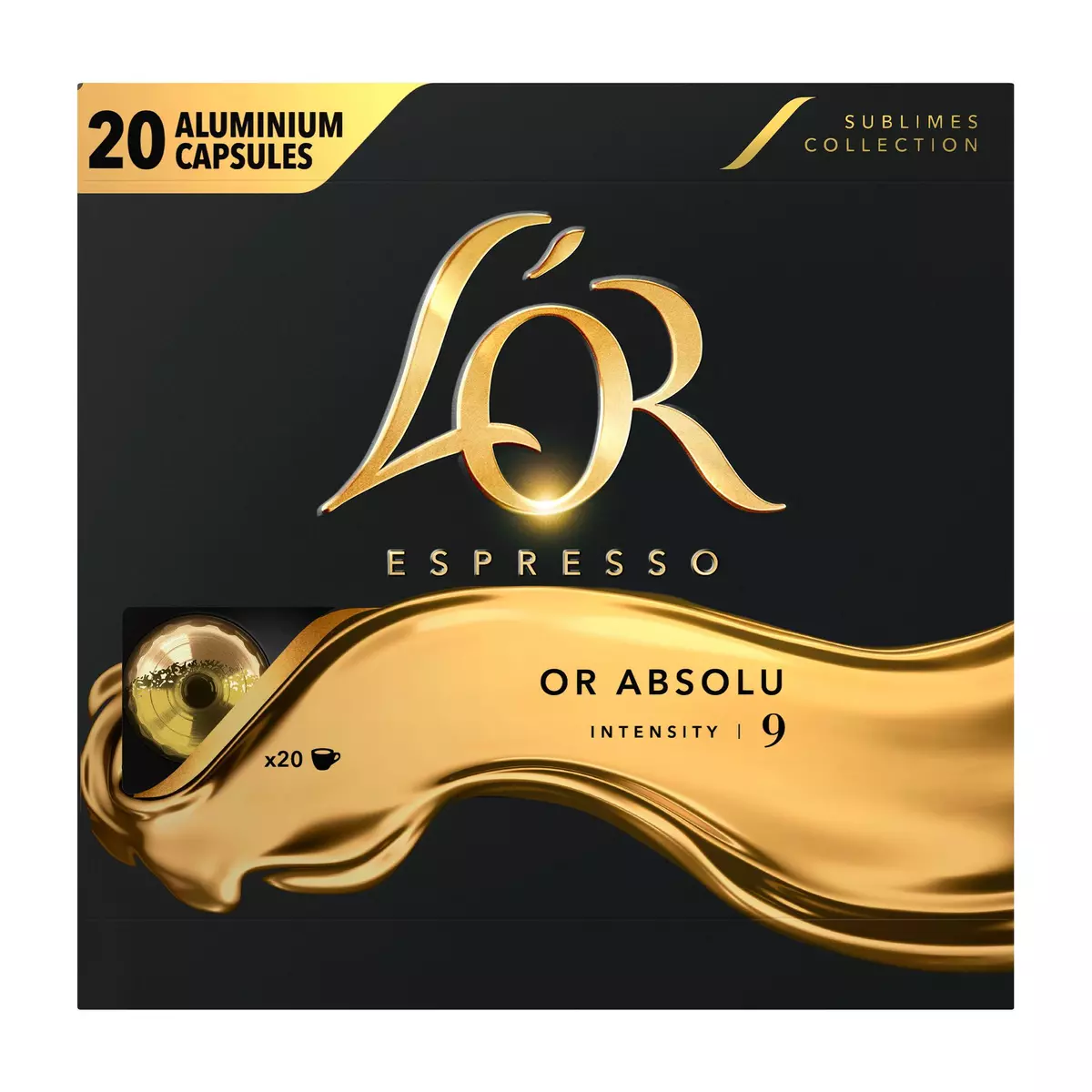 L'OR ESPRESSO Capsules de café or absolu intensité 9 compatibles Nespresso 20 capsules 104g