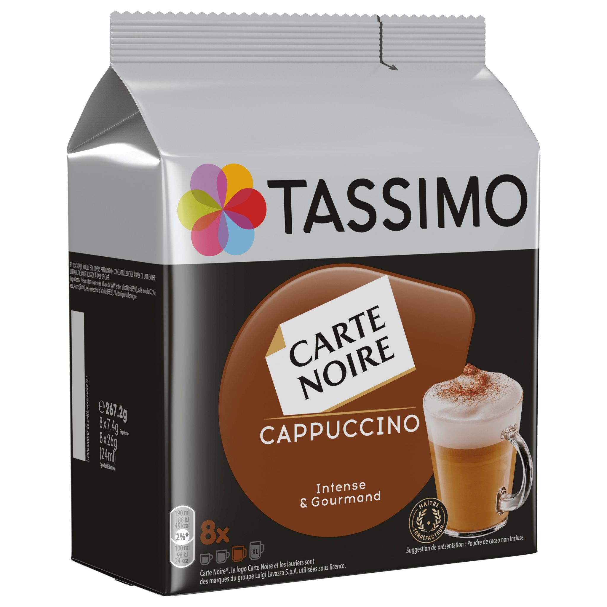 Voir la diapositive 2 : TASSIMO Dosettes de café carte noire cappuccino 16 dosettes 267g