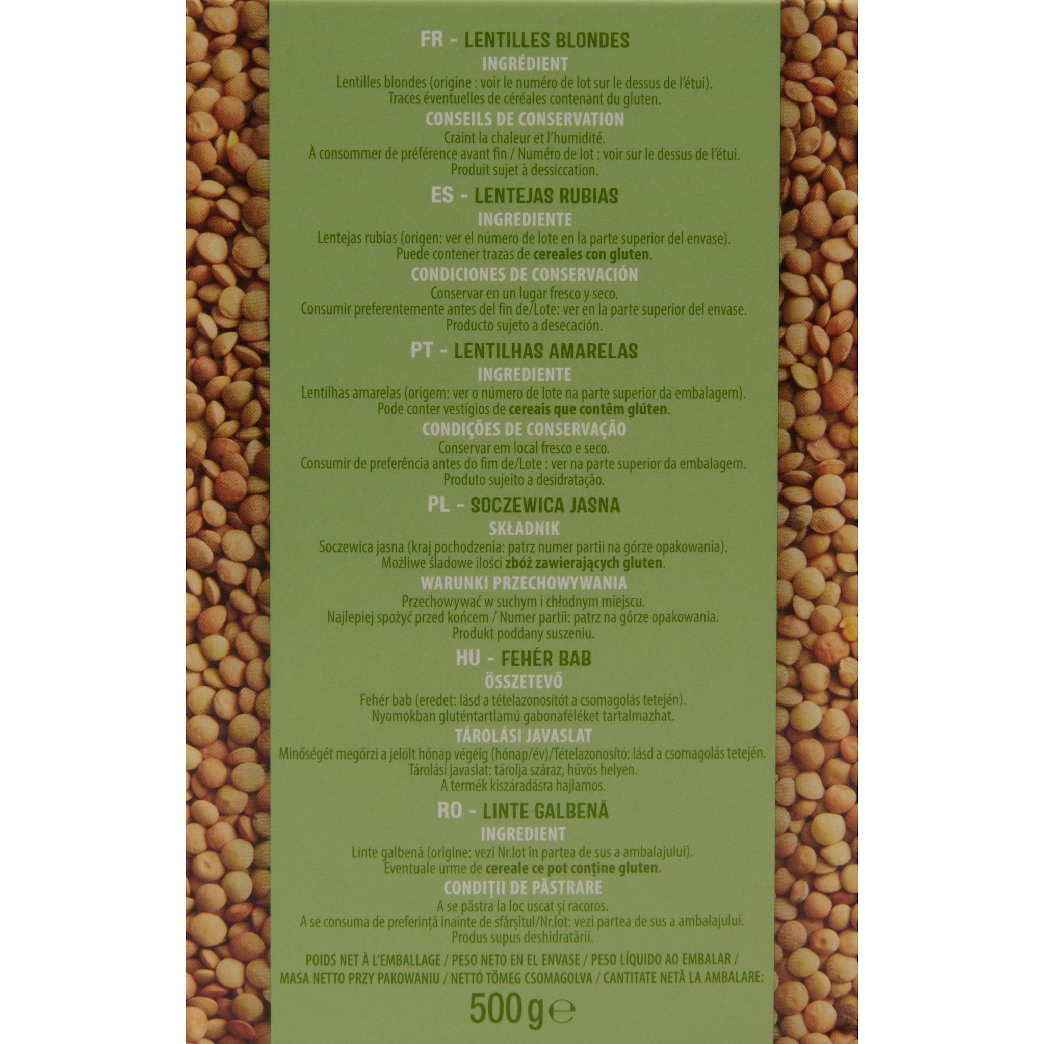 Voir la diapositive 2 : AUCHAN Lentilles blondes 8 portions 500g