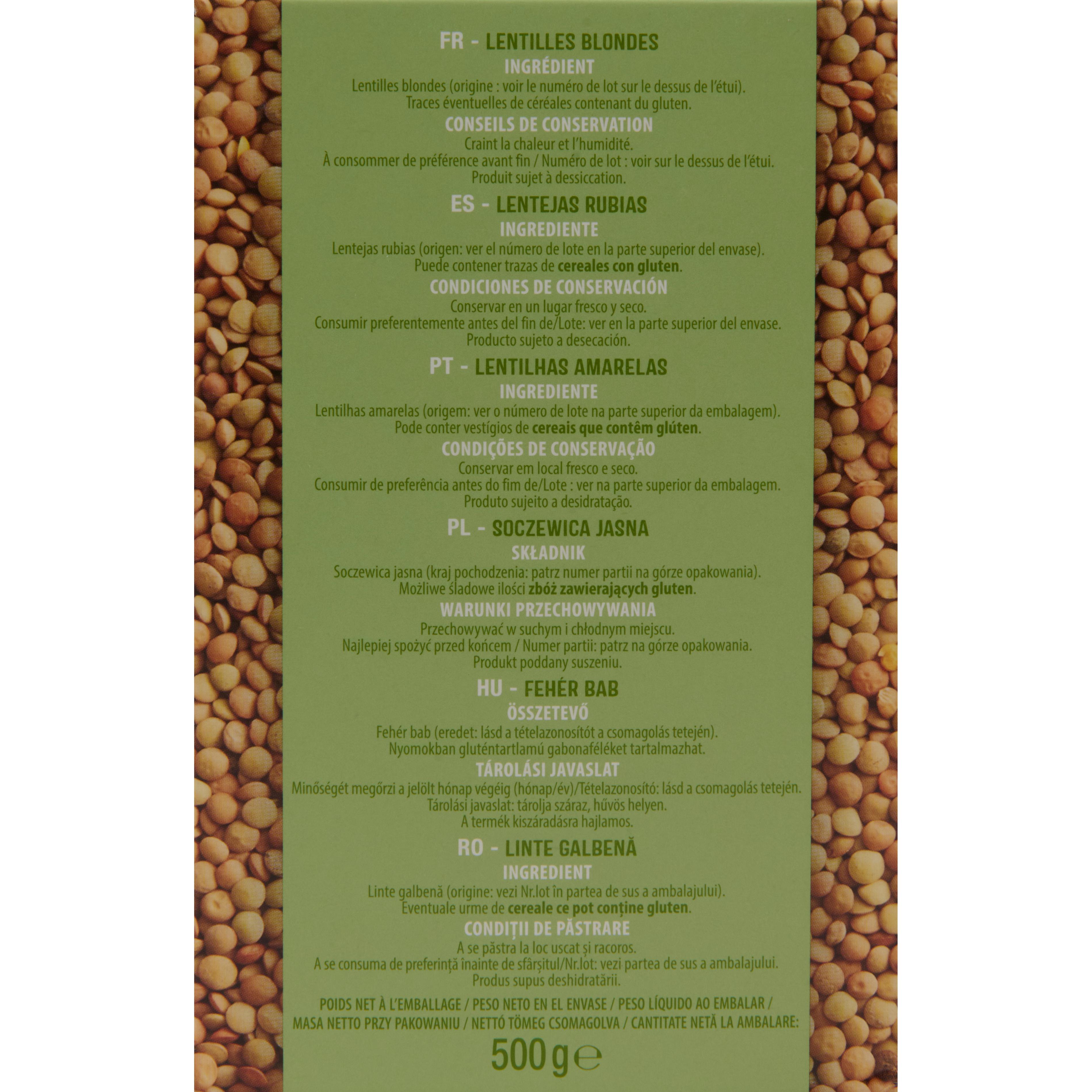 Voir la diapositive 5 : AUCHAN Lentilles blondes 8 portions 500g