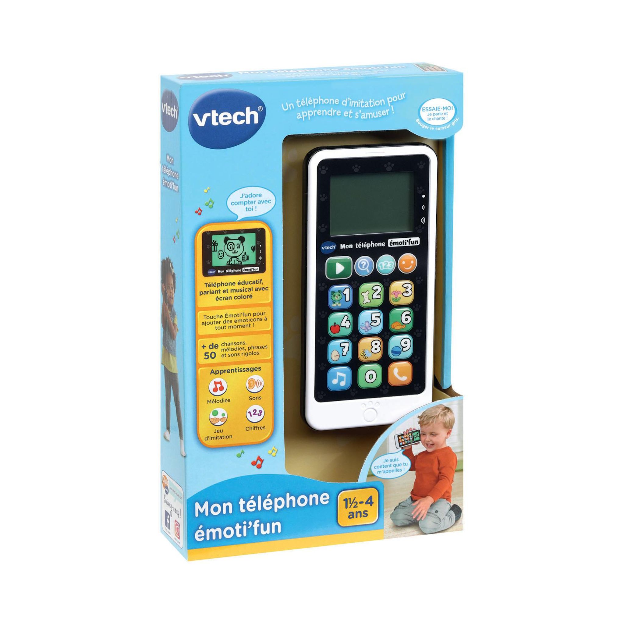 Voir la diapositive 2 : VTECH Téléphone Emottifun - Noir et Blanc